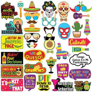 Fiesta Photo Booth Props Cinco de Mayo Mexican Party Multicolor 40 Pieces