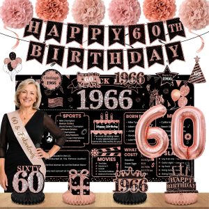 60th Birthday Decorations for Women-Happy 60th Birthday Party Decoration
