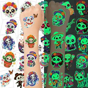 108PCS Day of the Dead Tattoos for Kids Dia de los Muertos Decorations