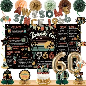 Roetyce 60th Birthday Decorations, Colorful Vintage Back in 1966 Poster