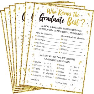90shine 60Ct Who Knows Graduate Best Graduation Game Cards 2026 - Grad Party Supplies Decorations
