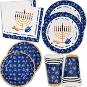 Gift Boutique Hanukkah Paper Plates & Napkins Cups for 24 Guests