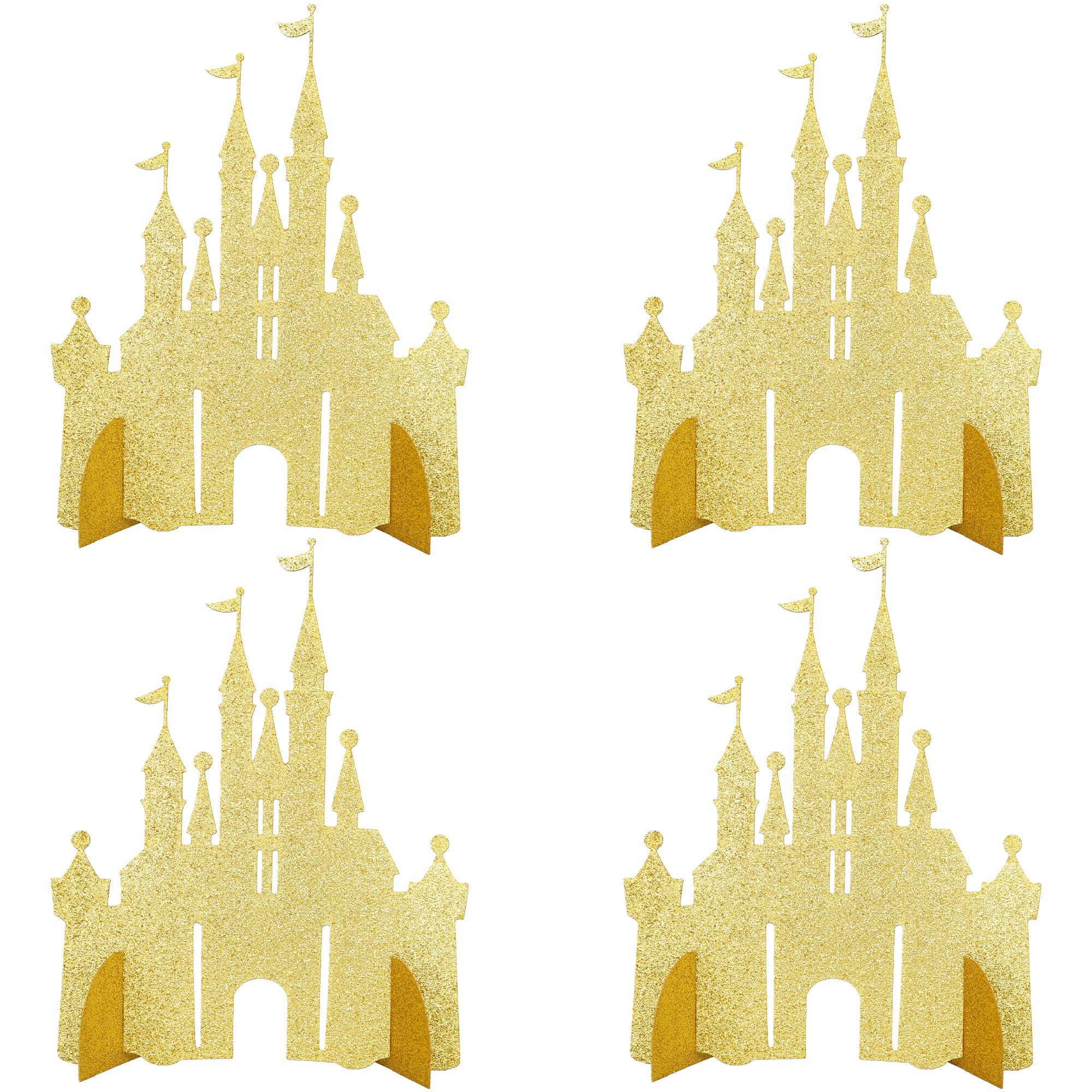 Gyufise 6 Pack Castle Centerpieces Princess Theme Table Centerpieces Glitter Table Decorations for Baby Shower Princess Girls Birthday Party Centerpieces Supplies Gold