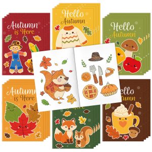 JAPBOR Fall Mini Coloring Books, Autumn Crafts Party Favors Bulk