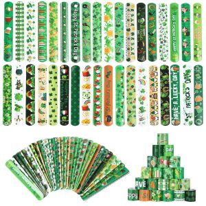 St Patricks Day Slap Bracelets, 36 PCS St Patricks Day Gifts, St Patrick Day Party Favors, Shamrock Snap Bracelets Wristbands Bulk, Slap Bracelets Holiday Goodie Bag Stuffers Classroom Prizes