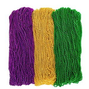 12 PCS Mardi Gras Beads Necklaces, 33" 3 Colors Beads Accessories Bulk, Carnival Purple Green Gold Party Supplies, Carnival Beads Necklace Accessories for Masquerade Holiday Party Favors Decorations