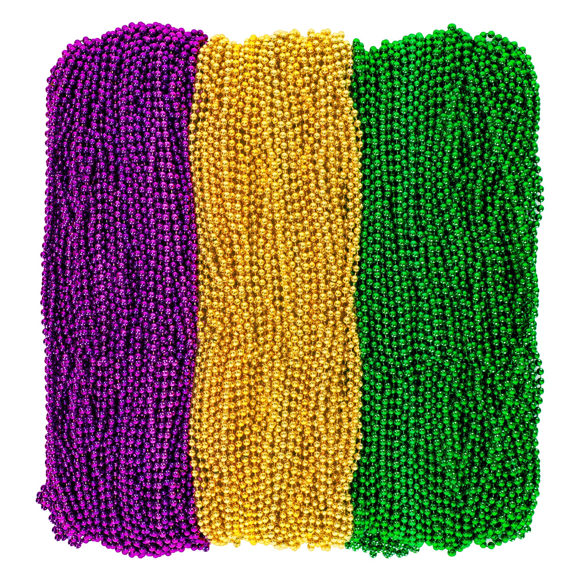 Huskein 200PCS Mardi Gras Beads, 33" Bead Necklace, Mardi Gras Accessories, Purple Gold Green Party Beads Parade Favors Bulk for Christmas Wedding Birthday Party Supplies Decor