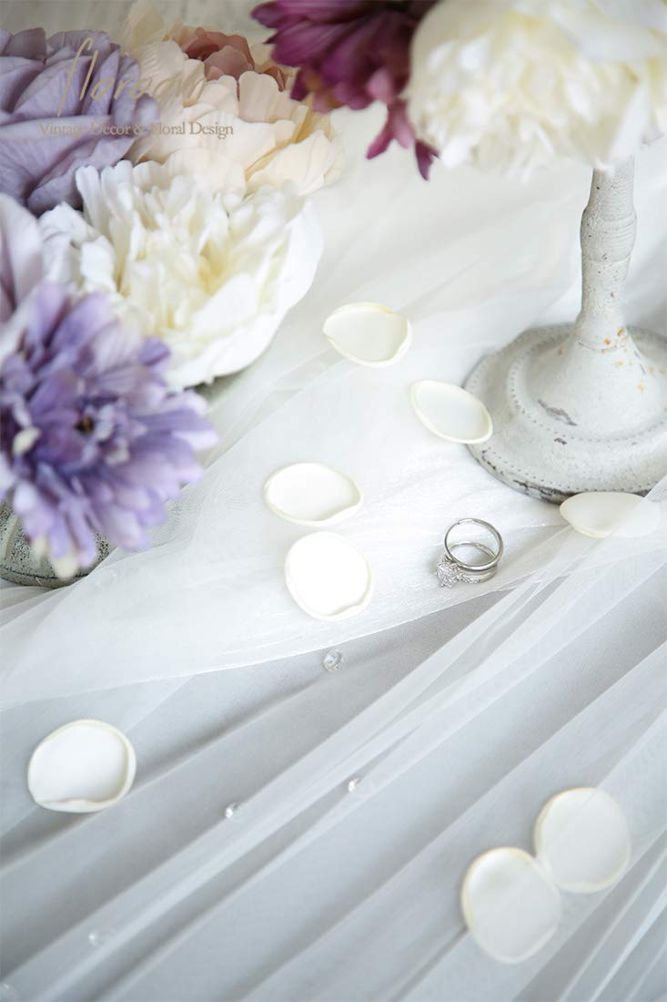 Floroom 300pcs Rose Petals Ivory Faux Silk Flower Petals for Wedding Flower Girl Basket White Aisle Scatter Dinner Table Centerpieces Party Confetti Bridal Shower Romantic Night Decoration