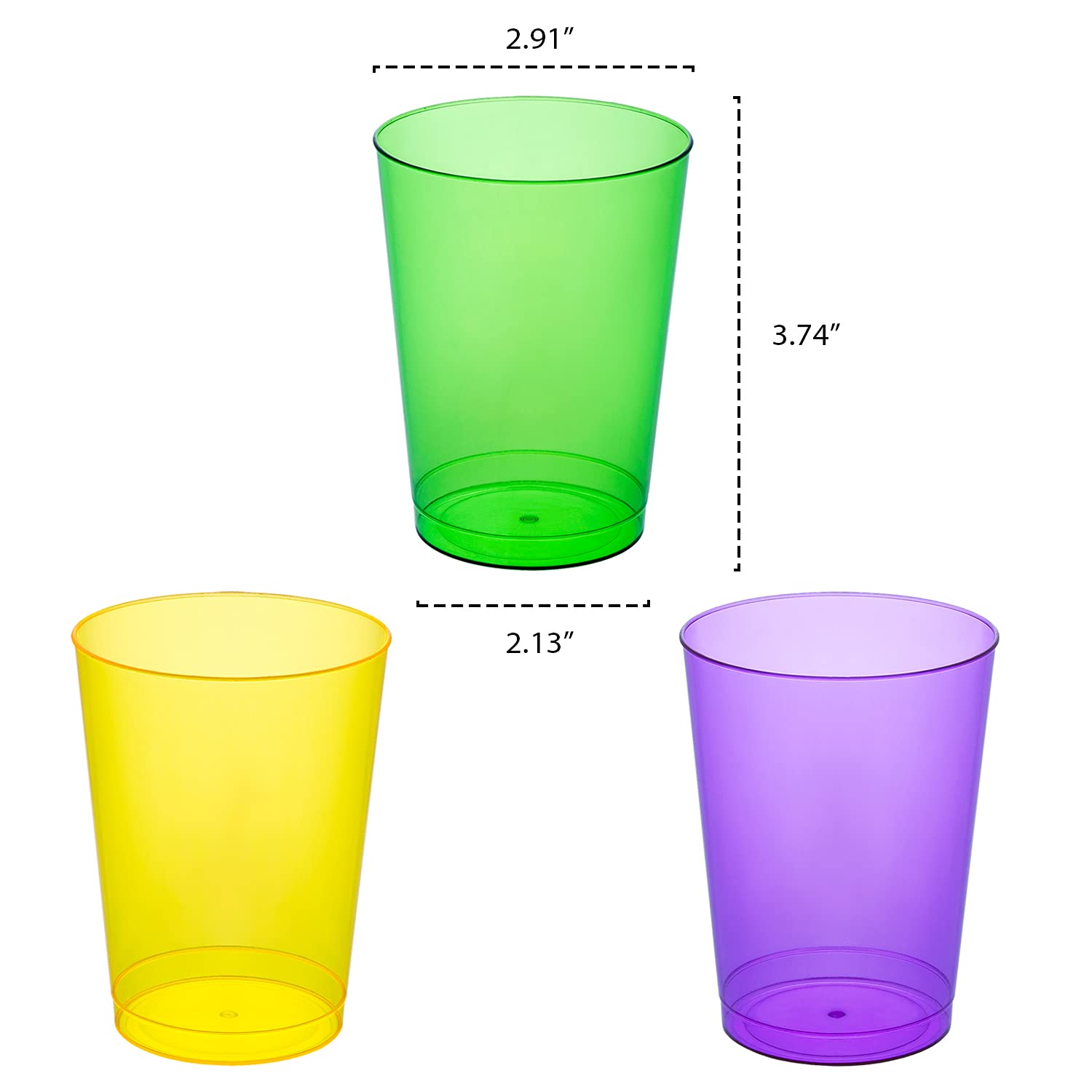 Party Essentials Hard Plastic 10-Ounce Party Cups/Drinking Glasses/Tall Tumblers, 100-Count, Mardi Gras Mix
