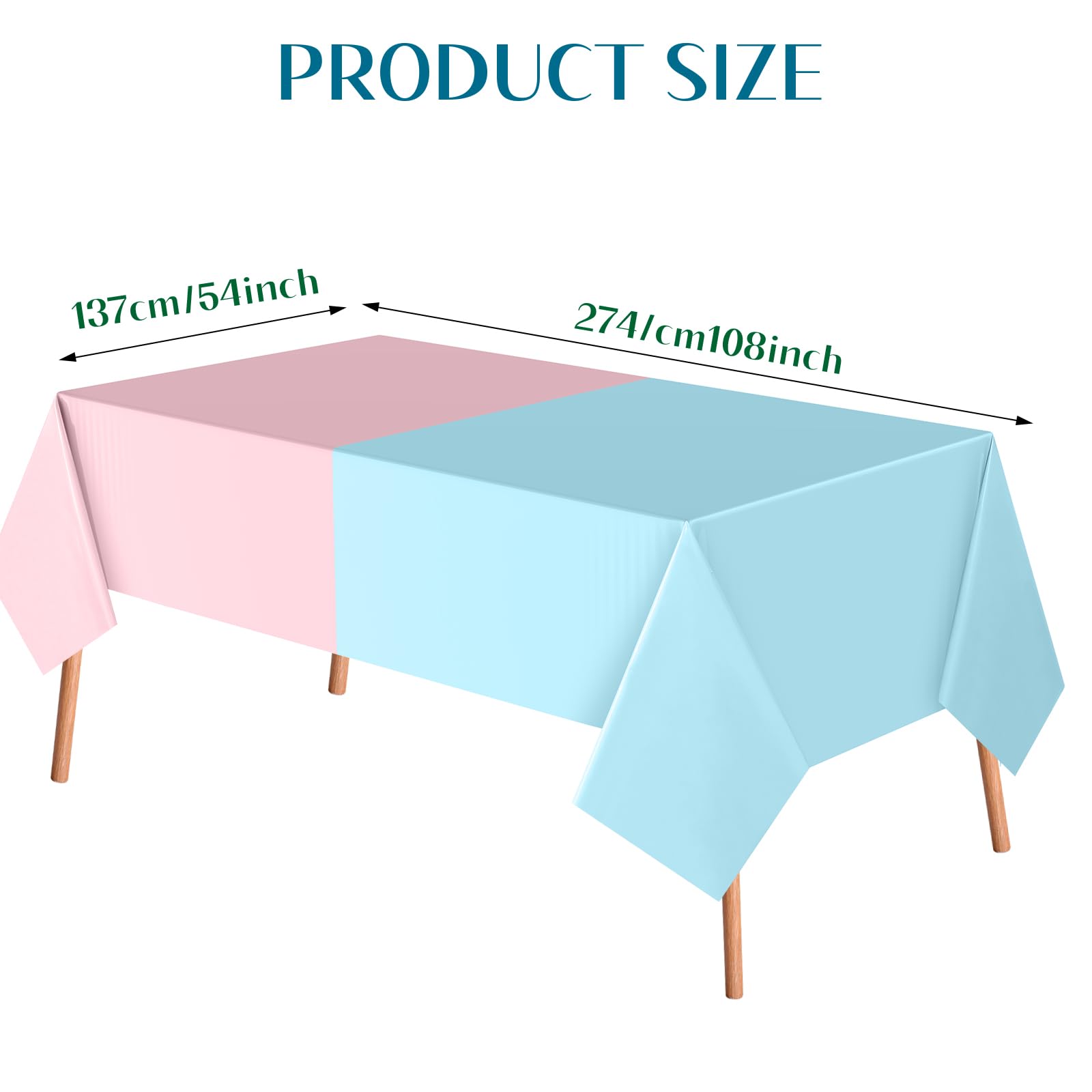 Peryiter 3 Pcs Gender Reveal Tablecloth Decorations 54 x 108 Inches Plastic Pink and Blue Tablecloths Disposable Waterproof Table Cover for Boy or Girl Baby Shower Birthday Party Decorations