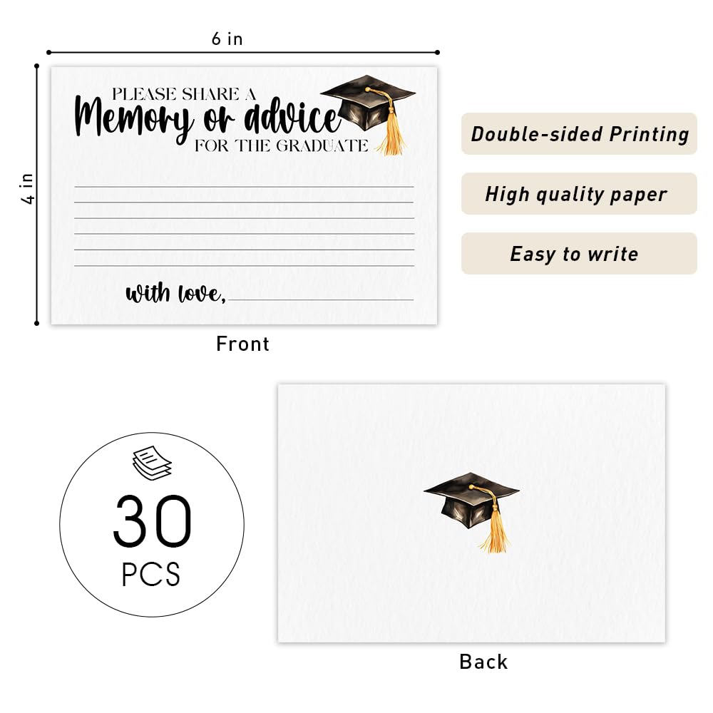 WPBRU 30 Pcs Graduation Advice Cards 2026 Graduation Party Favors, Share A Memory or Advice for The Graduate Cards, Graduation 2026 Decorations And Supplies(4 X 6)-A04