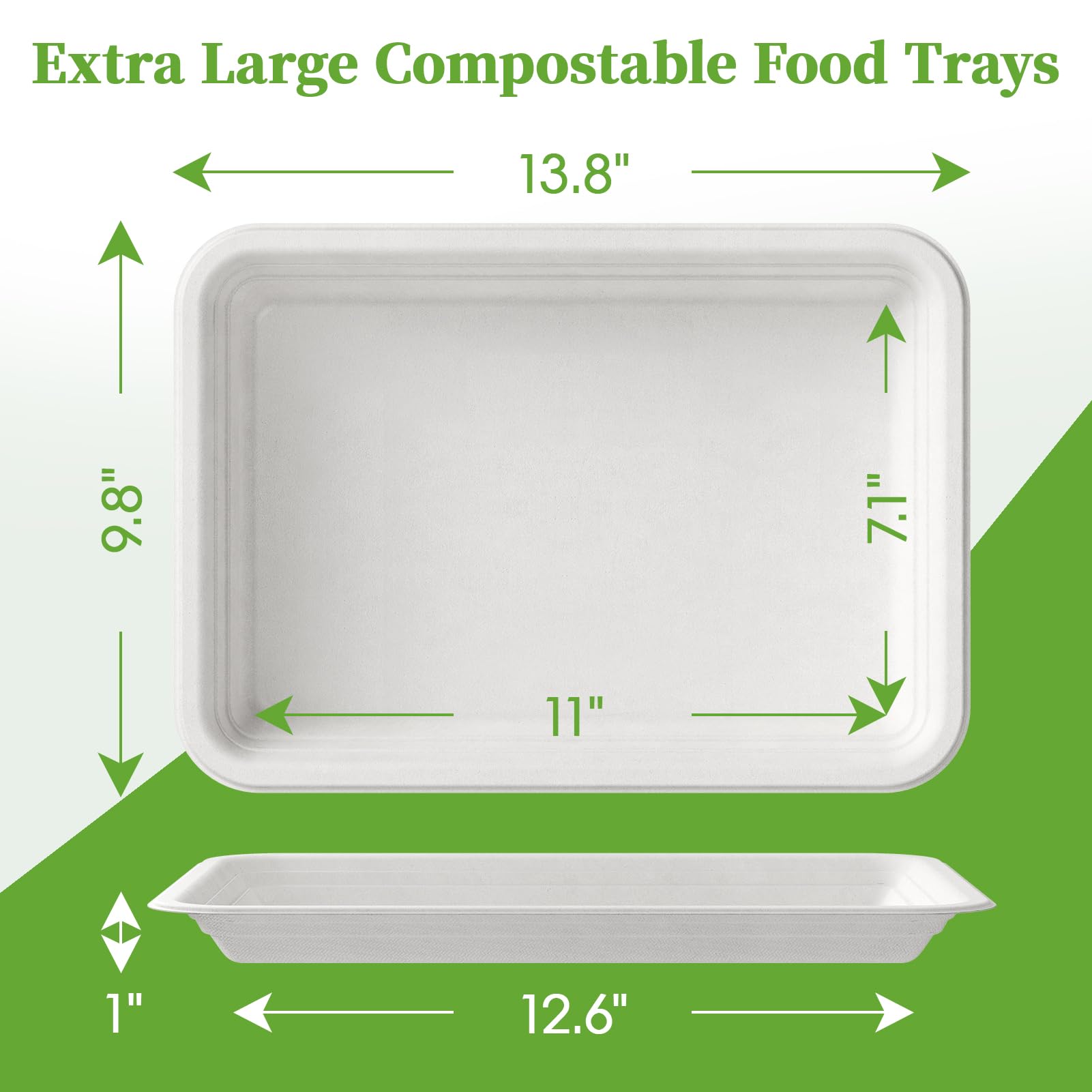 ECOLipak 100 Pack 14 in Compostable White Disposable Food Crawfish Trays