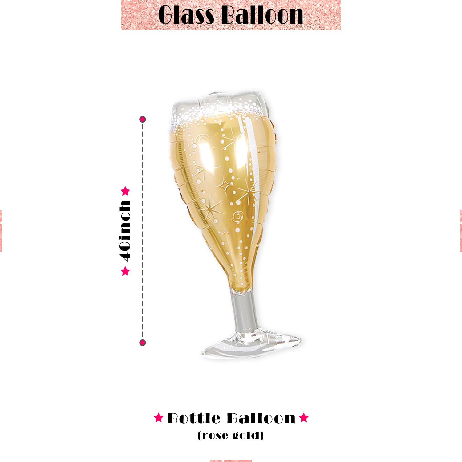 PartyForever 2 Gold Glitter Ring Bachelorette Party Balloons with 40inch Bottle Balloon and Glass Balloon Hen Party Decorations Balloons for Bridal Shower