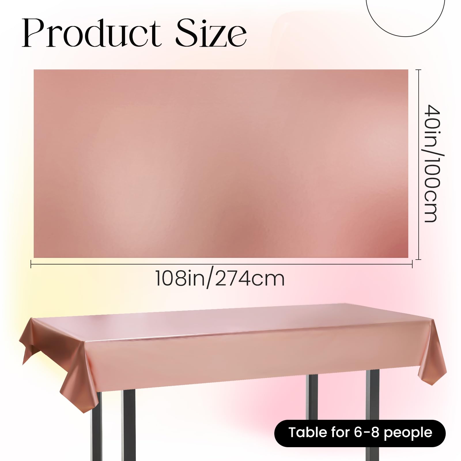 Just Shimmer 2 pcs Rose Gold Tablecloth Plastic -Stunning Metallic Matte Finish, 40" x 108" Bachelorette Table Cloth, Perfect for Wedding Birthday Party Anniversary Event Bridal Shower Decorations