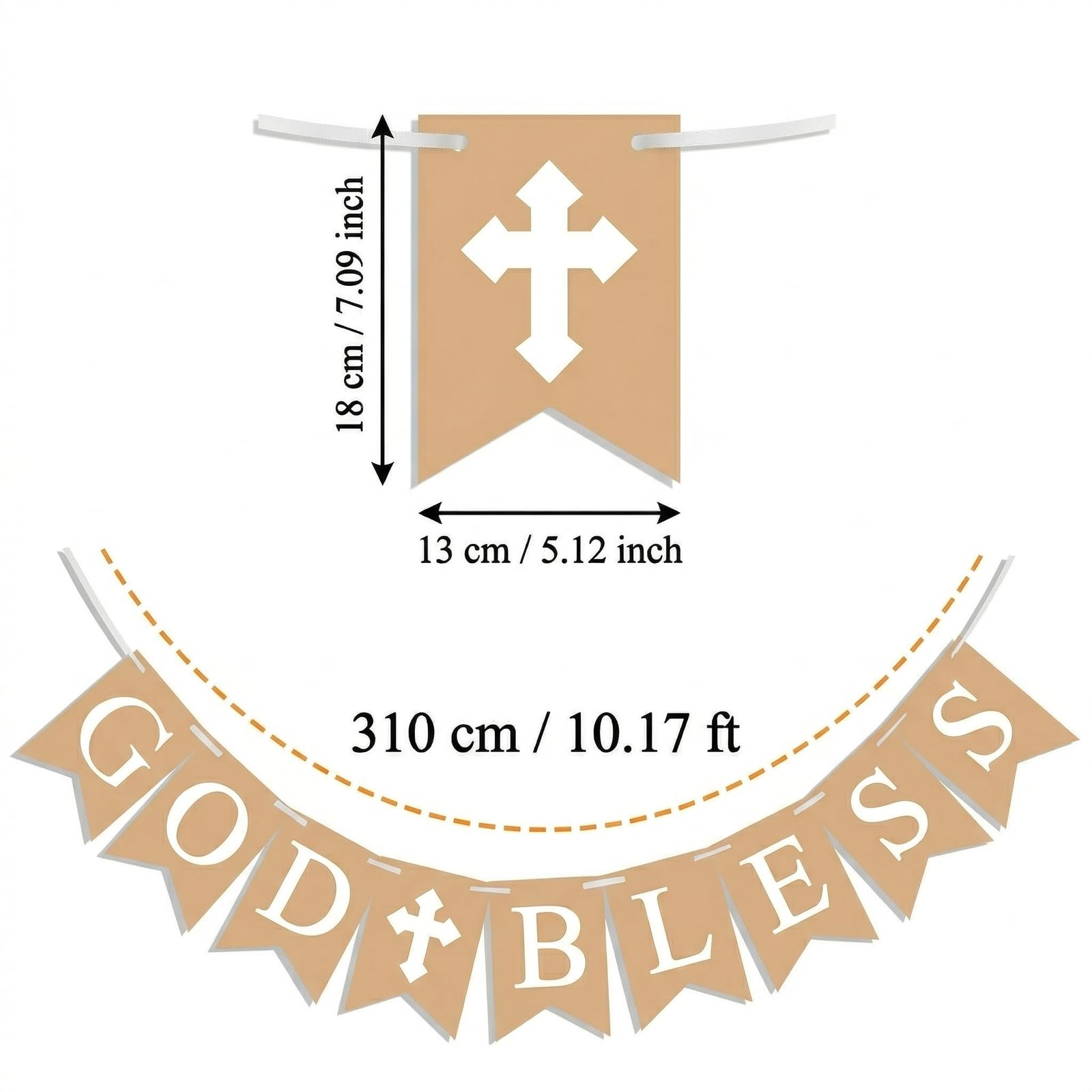 God Bless Banner for Baptism, First Communion Decorations, Baby Christening Decor, Rustic Baptism Banner for Boys Girls, Confirmation Party Supplies, Religious God Bless Sign
