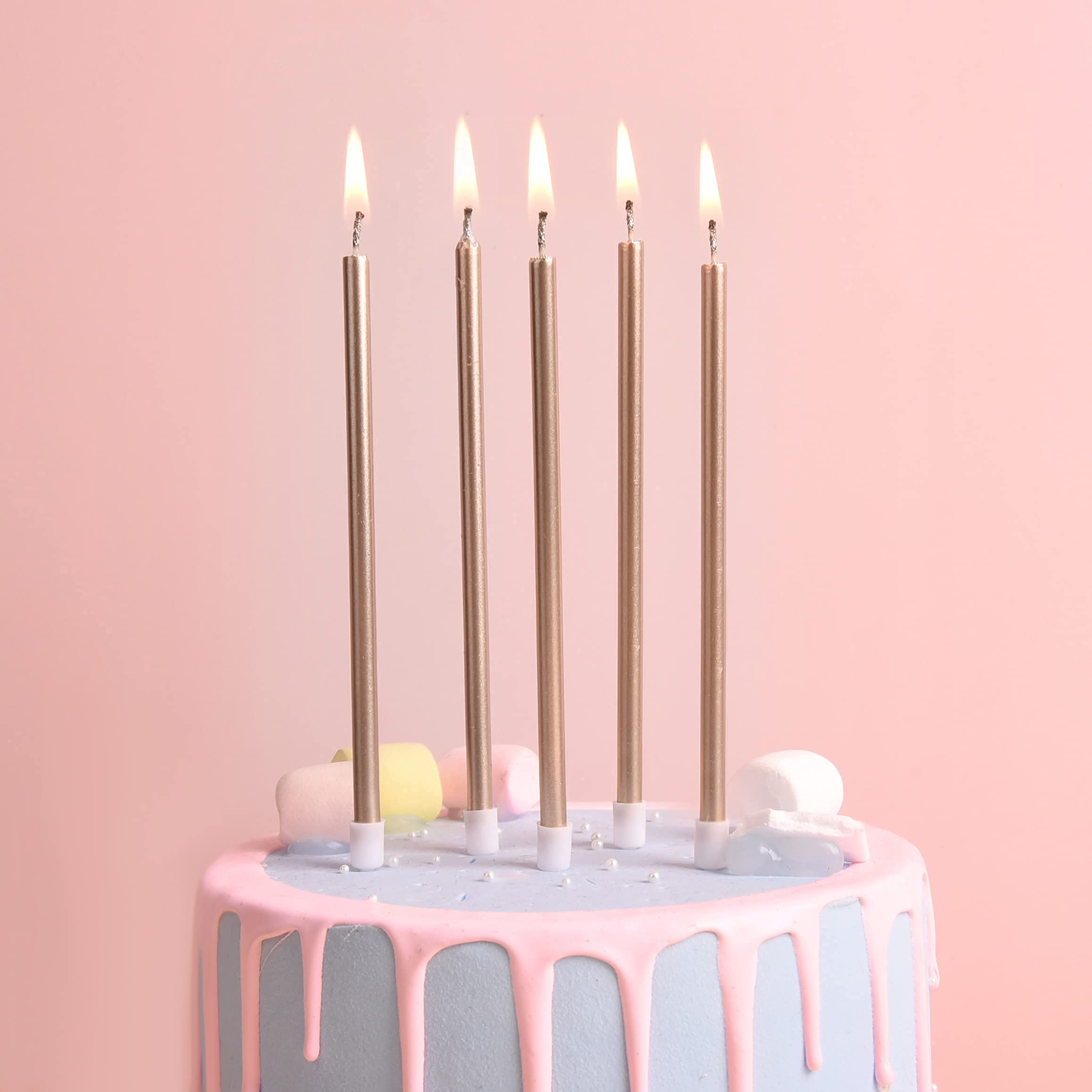 PHD CAKE Champagne Gold Long Thin Metallic Birthday Candles, Cake Candles, Birthday Parties, Wedding Decorations, Party Candles