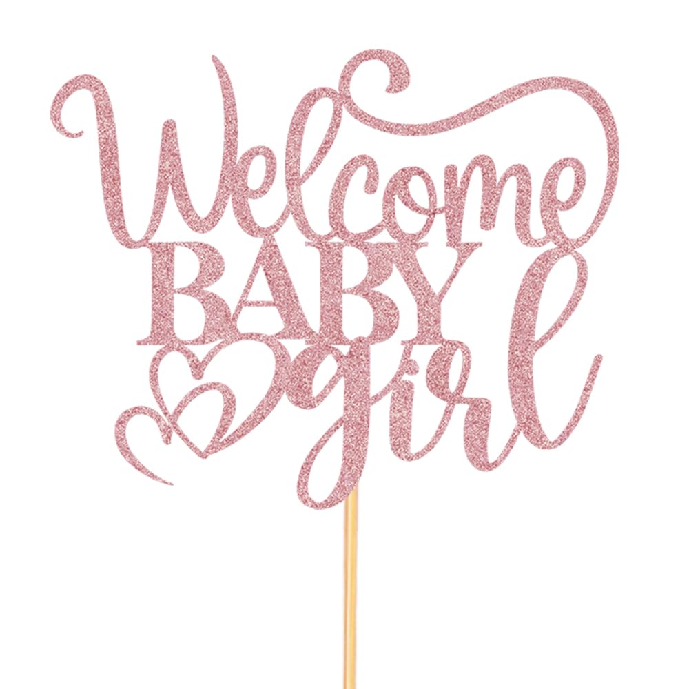 WRACKKIAR Welcome Baby Girl Cake Topper-aby Shower Cake Pick-Oh Baby Cake Toppers-Gender Reveal Party Decorations