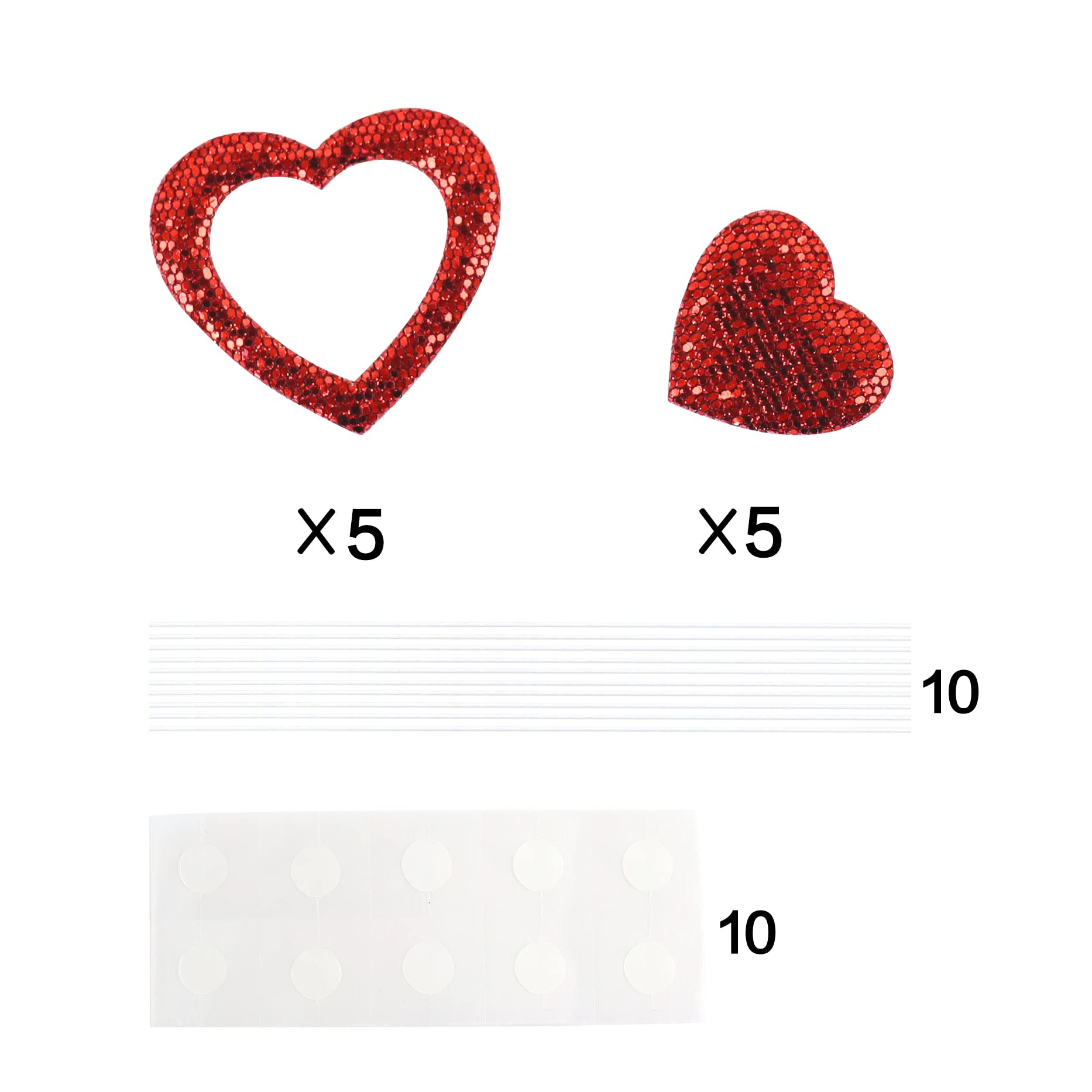 Ercadio 10 Pack Happy Valentine's Day Heart Cake Toppers Felt Red Heart Cake Toppers Happy Valentine's Day Cake Picks for Wedding Bridal Shower Party Theme Cake Decor Supplies