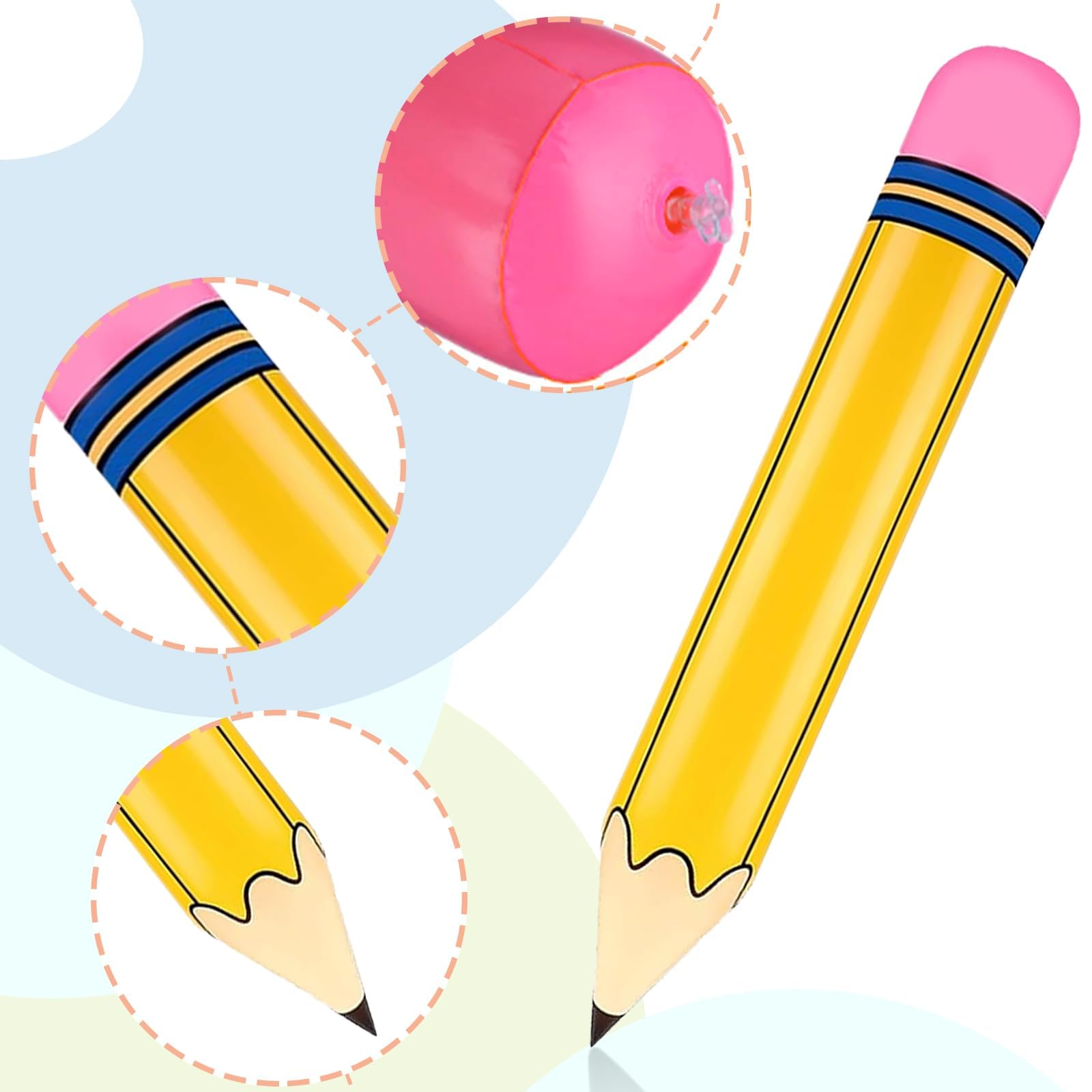 Totelux Large Pencil Balloons 27’’ Inflatable Pencil Back to School Decorations Giant Yellow Crayon Balloons for Classroom Garden Hanging Photo Prop Birthday Party Favor 2PCS