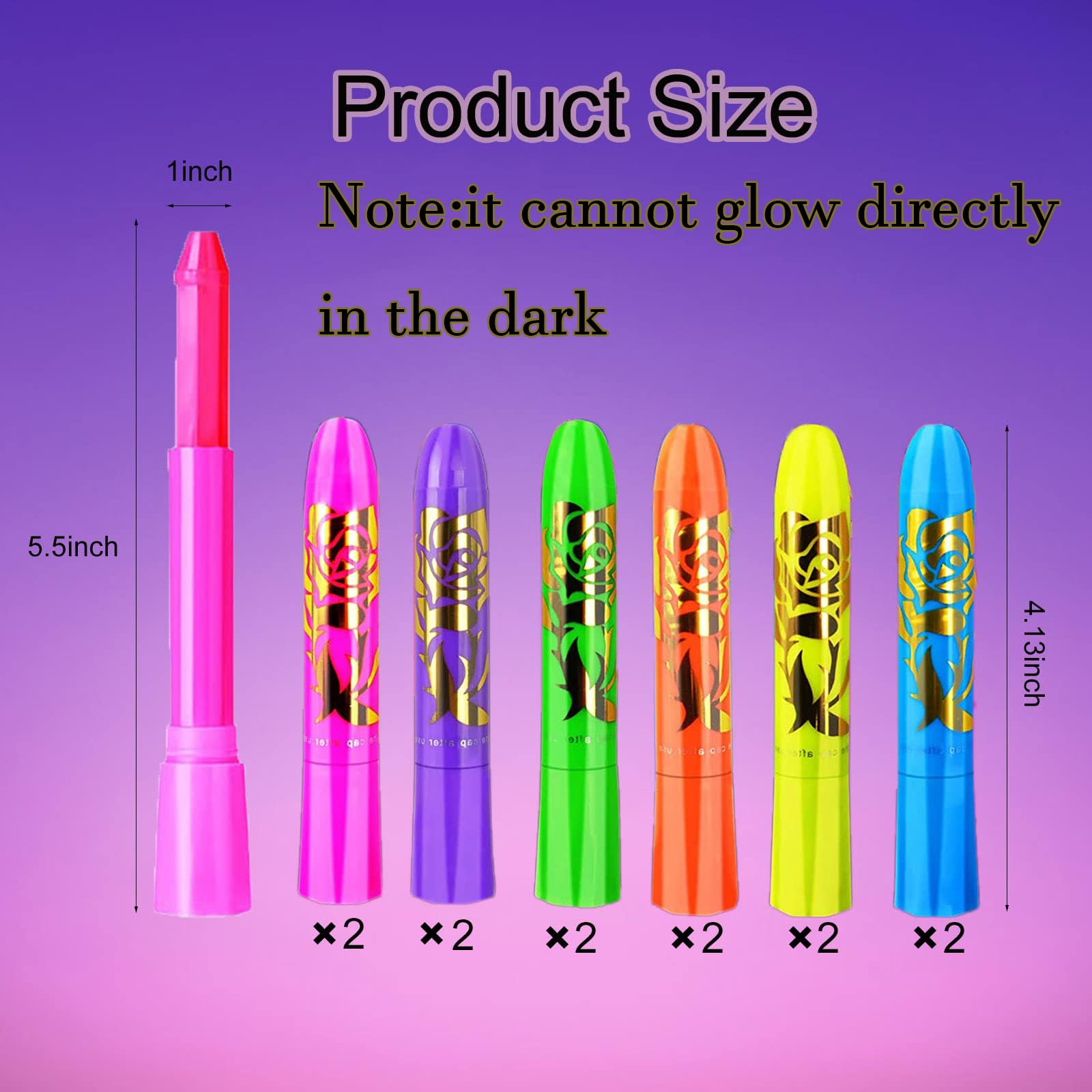 12 PCS Glow Face Body Paint, Glow In The Dark Under UV Black Light Sticks Makeup Neon Face Painting Kits for Adult Halloween Festival Accessory Glow Party Supplies