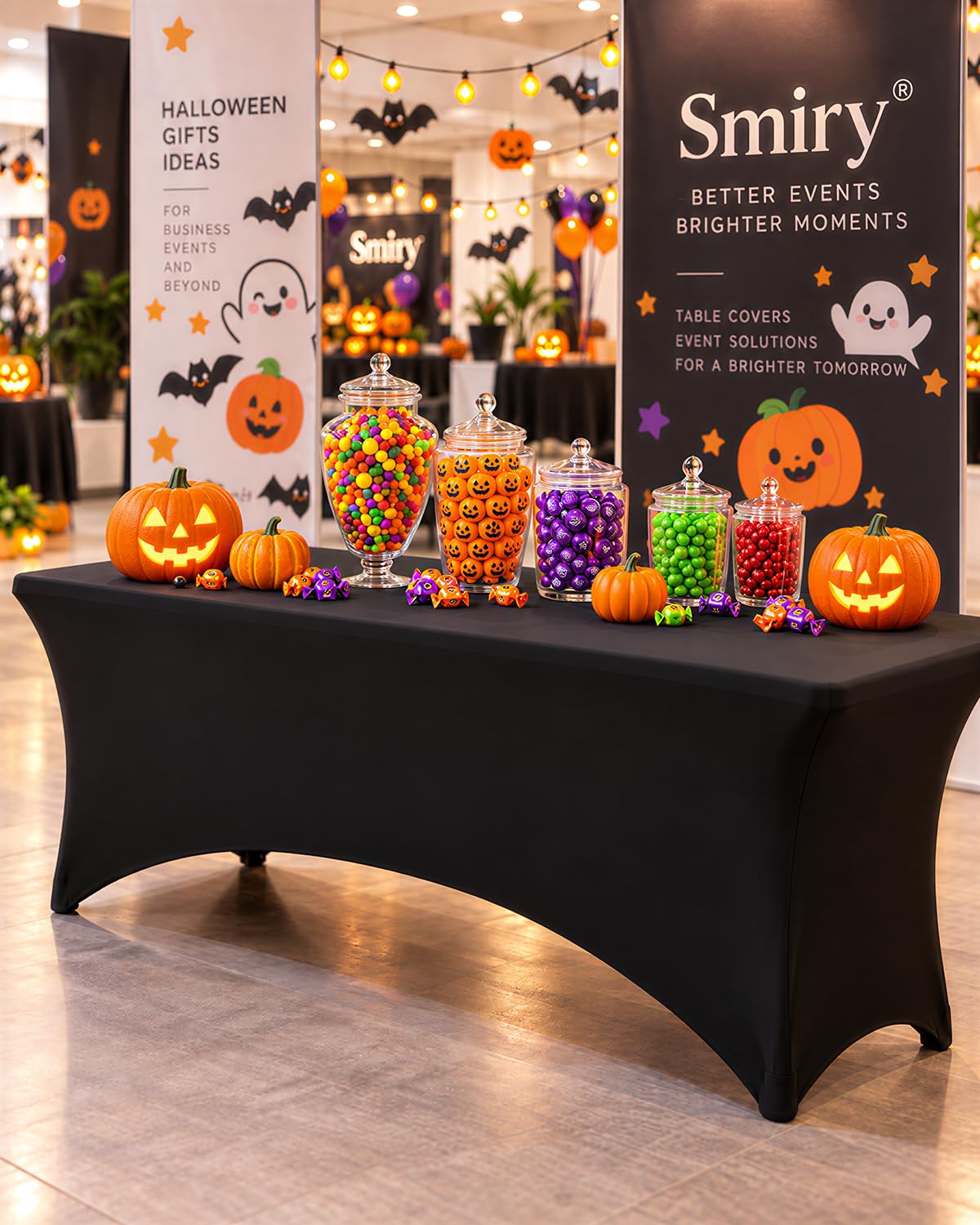 Smiry 2 Pack Spandex Table Cloth 6FT, Elastic Fitted Black Tablecloth