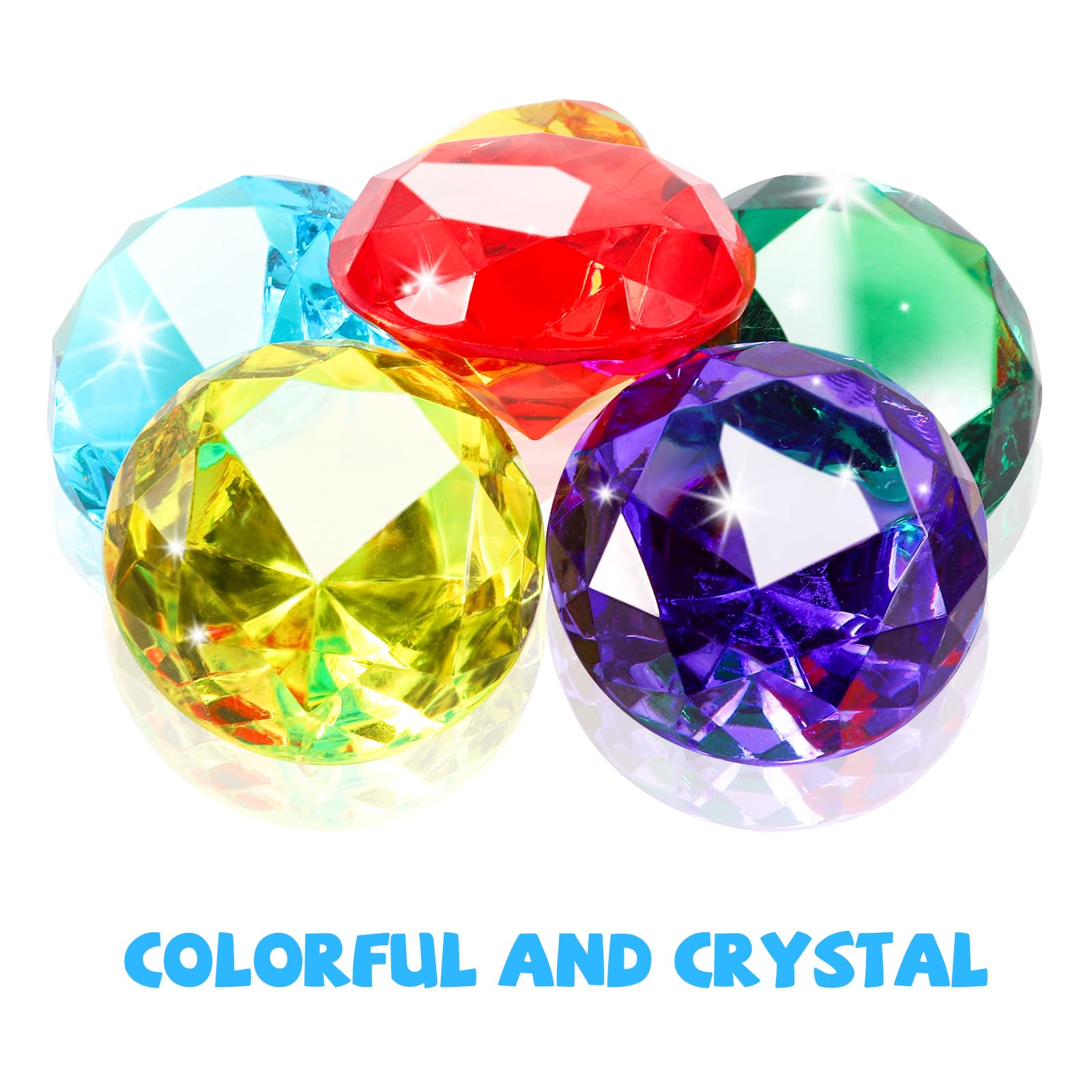 Niceup 26pcs Large Diving Gems Fake Plastic Gemstones Diamond Toys for Kids Girls Princess Pirate Mermaid Party Favors Bag Treasure Hunt Toy - 1.57in Assorted Colors
