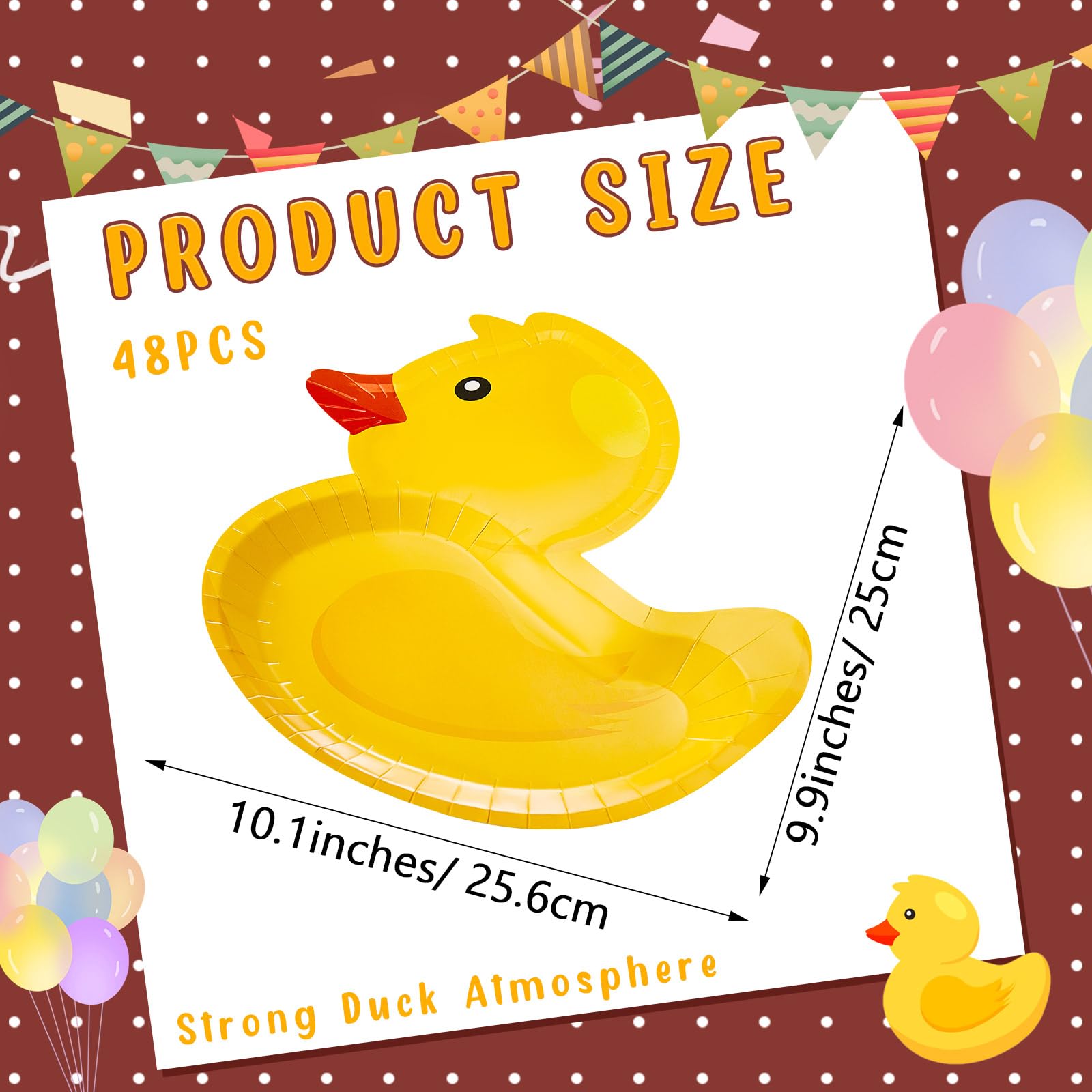 meekoo 48 Pcs Rubber Duck Party Paper Plates Rubber Duck Theme Party Decorations for Dinner Dessert Picnic Birthday Wedding
