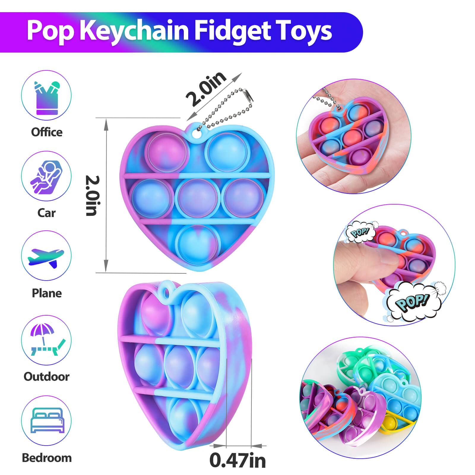 Heart Pop Fidget Toys Bulk Its Valentine Party Favors for Kids 30 Pack
