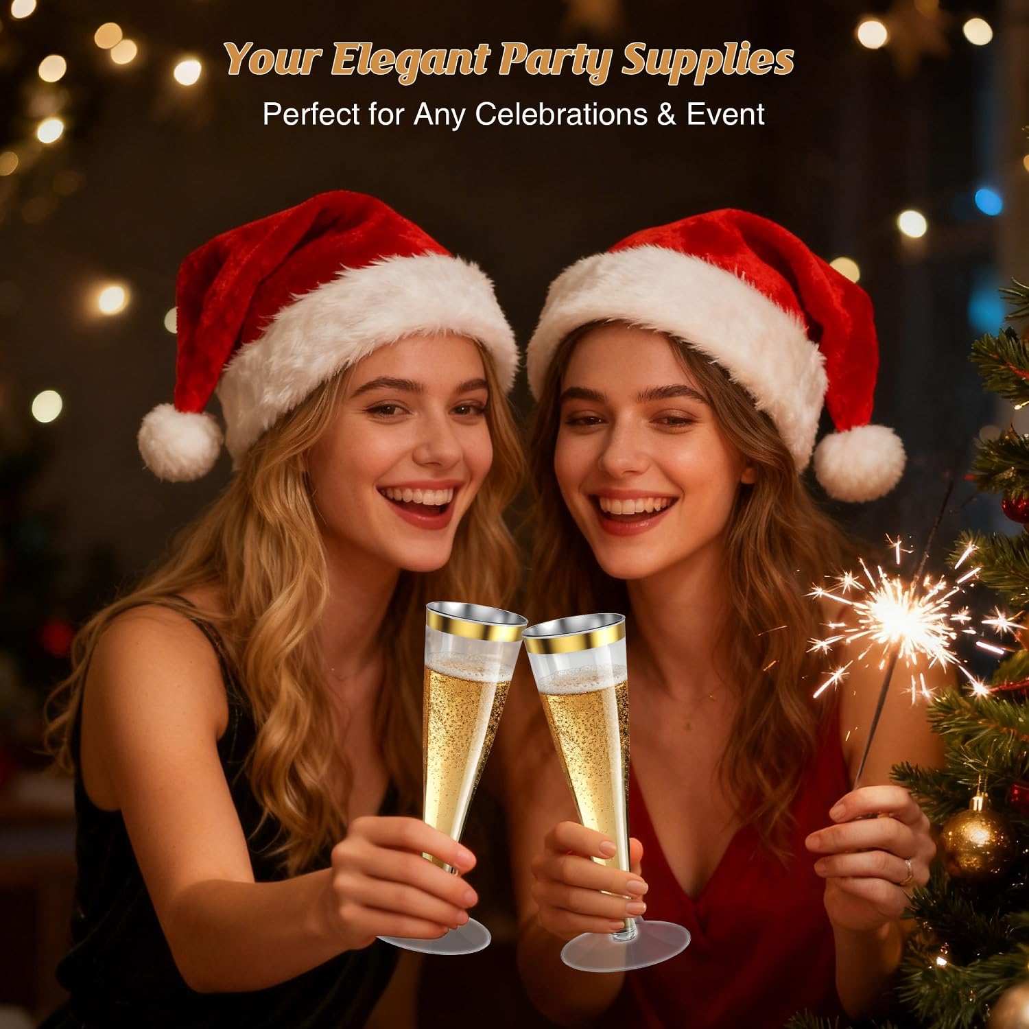 Torchero 20 Pack Champagne Flutes Plastic Wine Glasses Disposable, 4.5 Oz Gold Rim Mimosa Glasses for 2026 Engagement Wedding Birthday Bar Soccer Football Party Supplies, Bulk Toasting Cocktail Cups