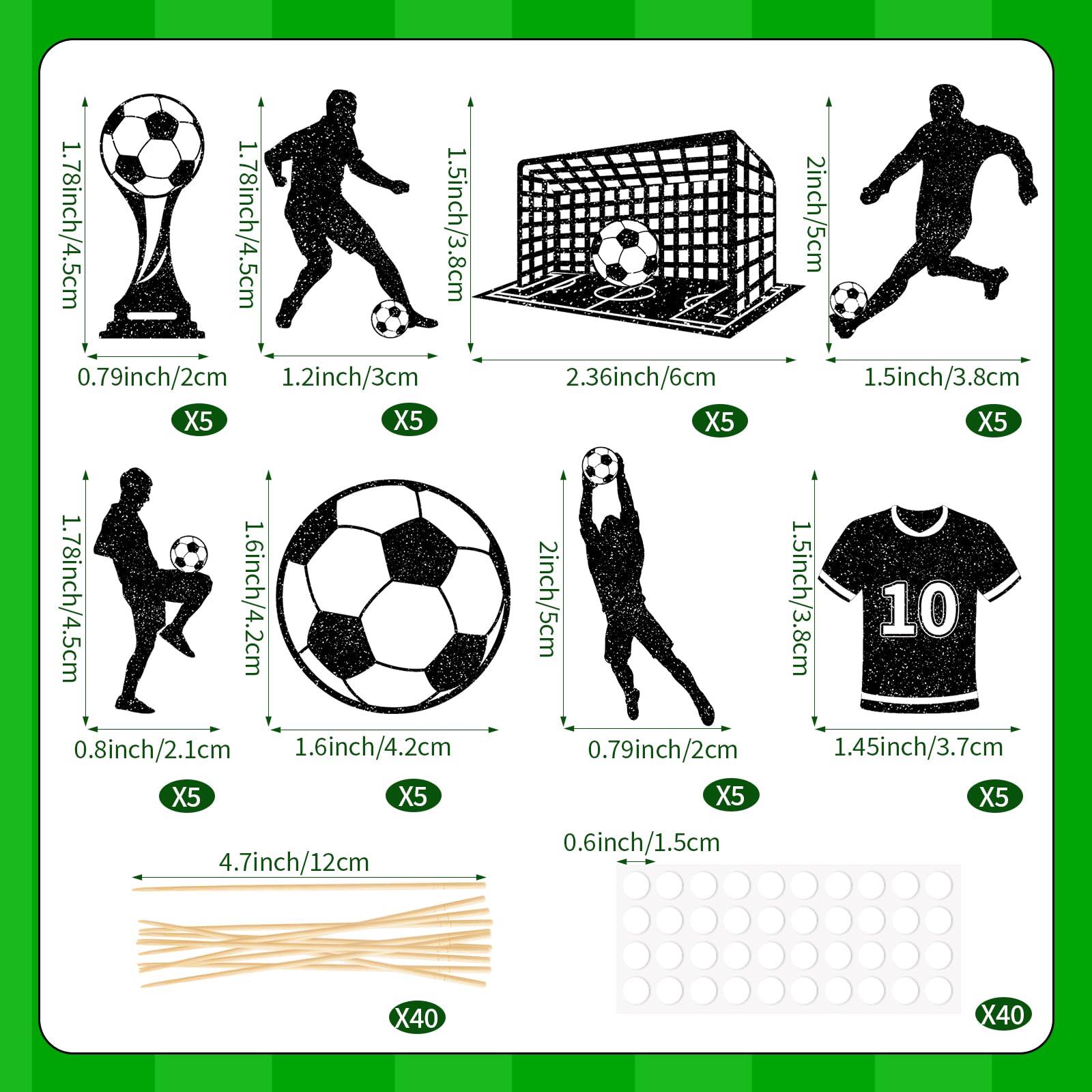 Hooqict 40Pcs Soccer Ball Cupcake Toppers Soccer Birthday Cake Topper Decorations Cupcake Picks for Kids Boys Men Sports Theme Birthday Party Decorations Game Day Party Supplies