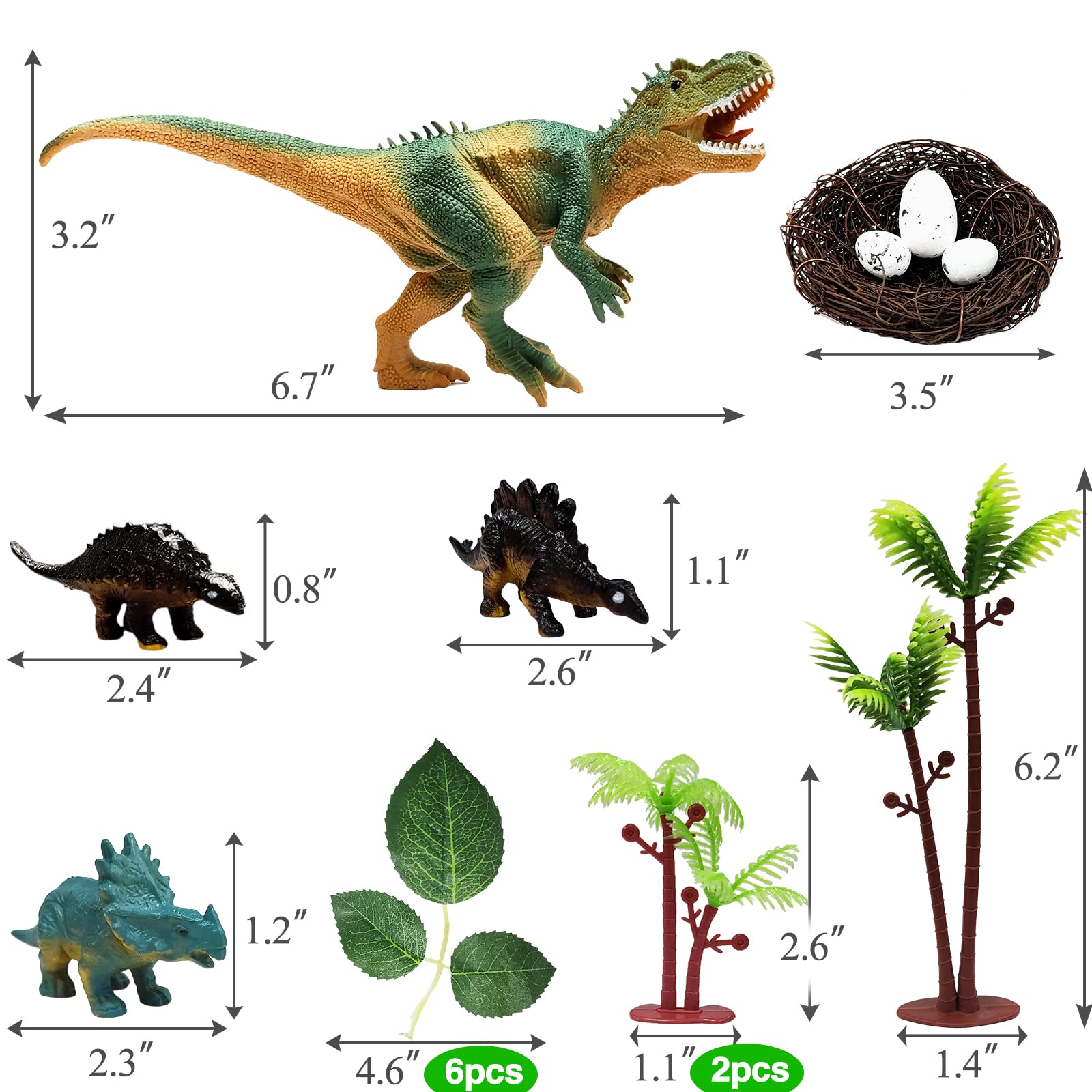 GLAHORSE 26 PCS Dinosaur Cake Toppers With Dinosaur Eggs Leaves Trees Cake Decorations For Birthday Party,dinosaur Themed party, Wild Animals Party,Kids Party Cake Decorations