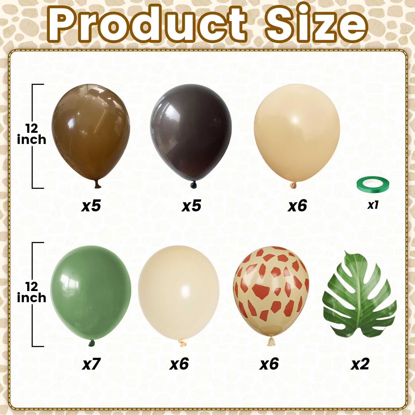 Safari Balloons, 12 Inch Woodland Jungle Themed Party Decorations