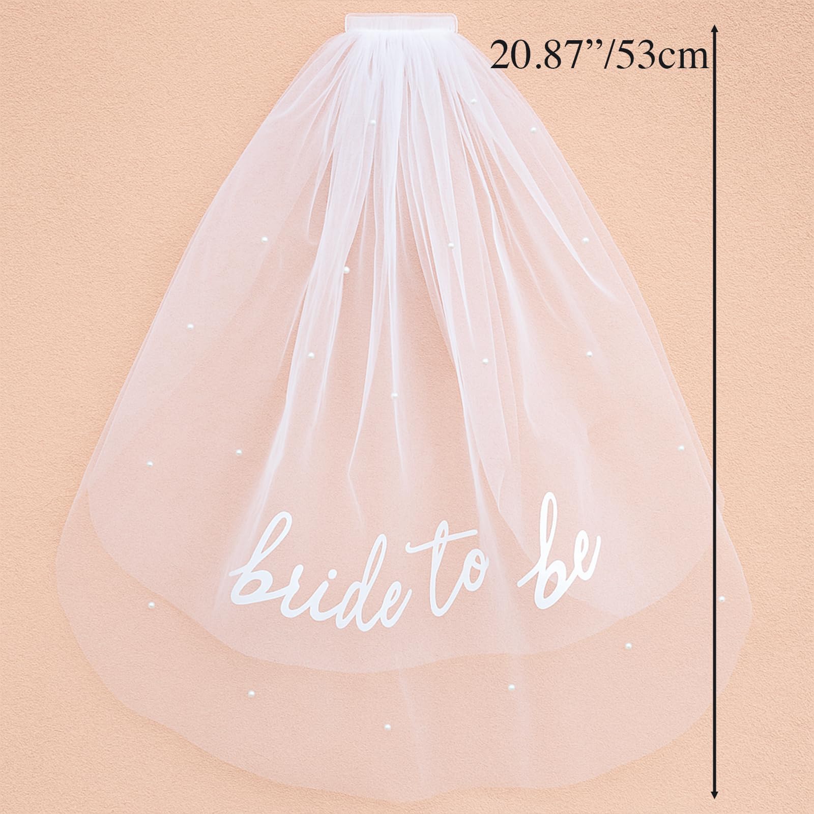 TWPER Bride to Be Veil for Bachelorette Party, White Pearl Veil Bride To Be Headband Decorations-Wedding Bridal Shower Accessories for Engagement Supplies Wedding Gift