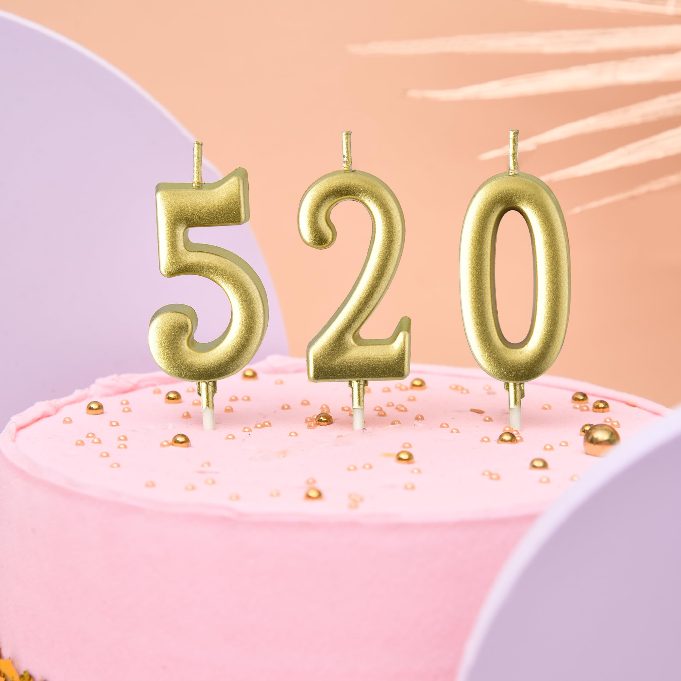 PHD CAKE 10-Pieces Gold Numeral Birthday Candles, Cake Numeral Candles Number 0-9 Glitter Cake Topper Decoration for Birthday,Wedding Anniversary,Party Celebration