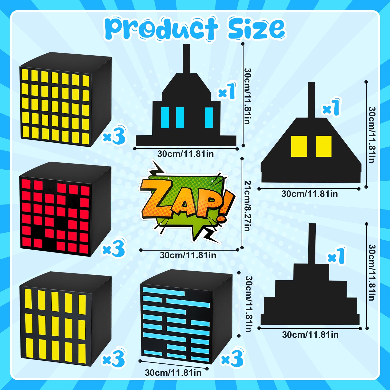 25 Pcs Large Super Theme Hero Birthday Decorations Hero Backdrop Boxes Skyscraper Decor Boxes Spider Bat Heroes Birthday Party Favor for Halloween Christmas Party (Hero 25 Pcs)