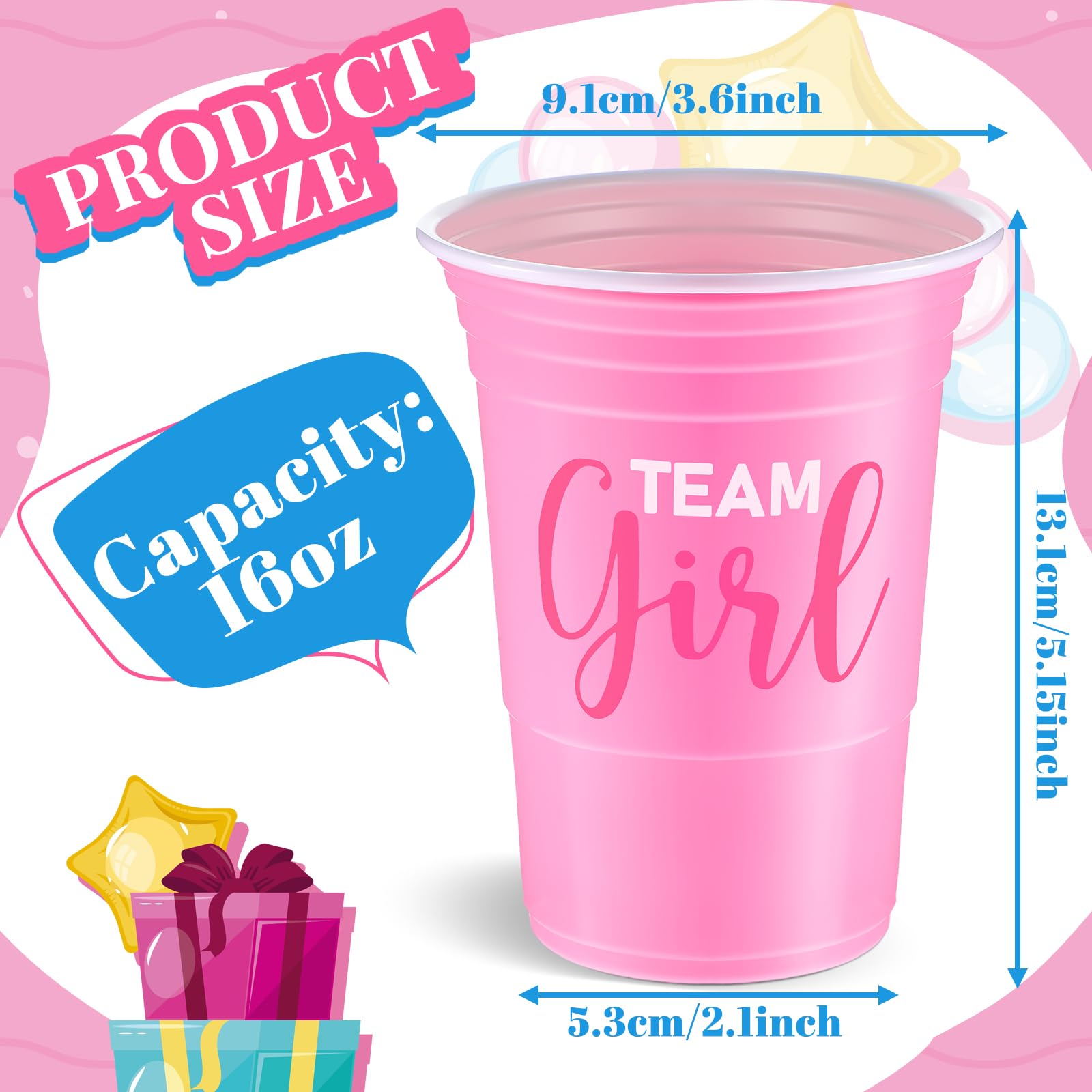 Norme 30 Pcs Gender Reveal Plastic Blue Pink Cups Gender Reveal Cups Supplies Team Boy Team Girl Disposable for Party Favors Games Beverage Drink Tableware (16 oz)