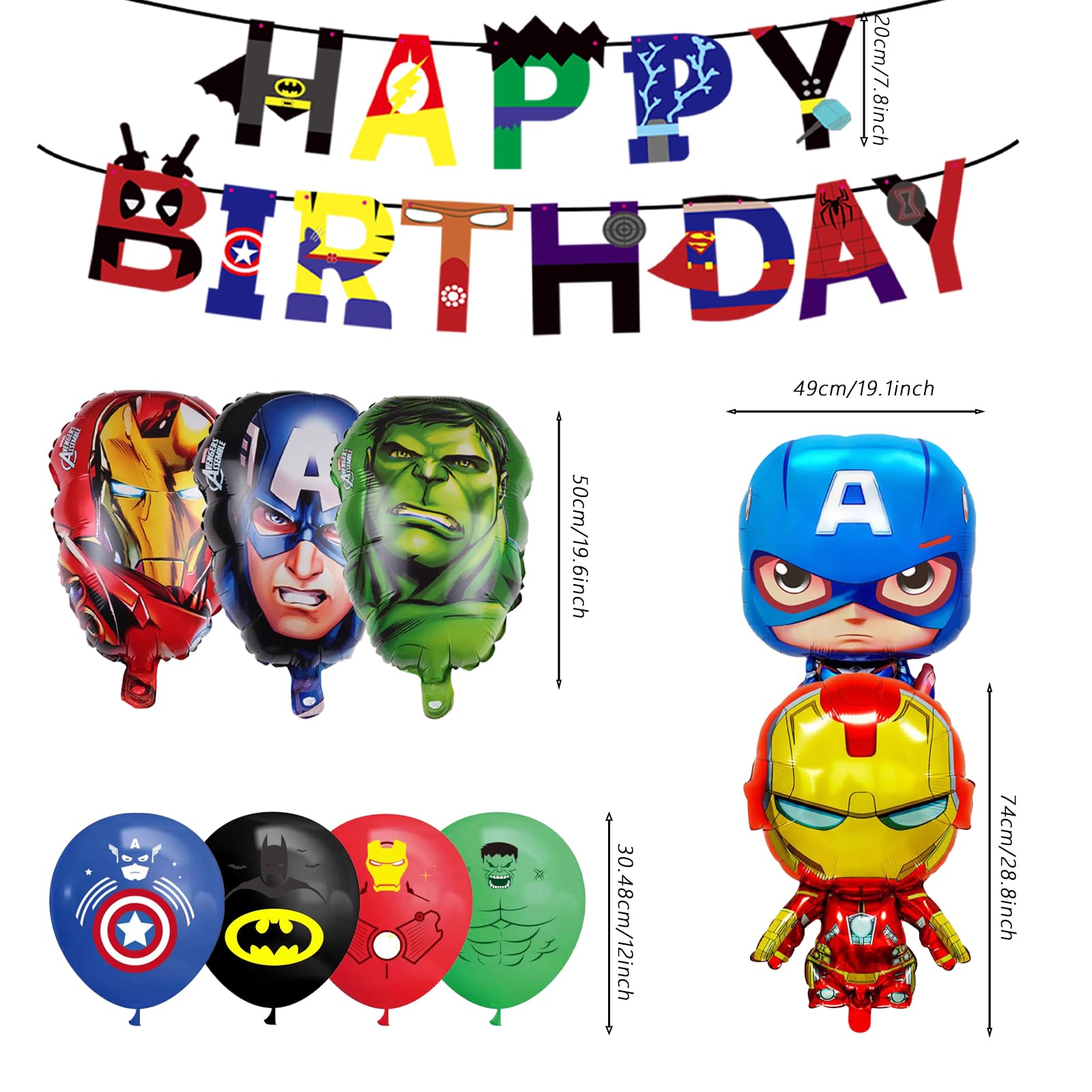 22PCS Party Balloons Set for Superhero Birthday Party Supplies Avengers Party,for Superhero Birthday Party Supplies