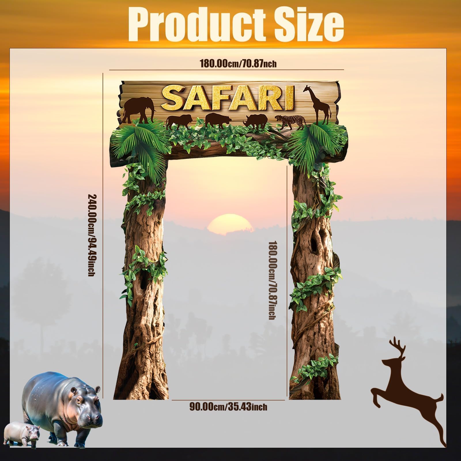 Jungle animals Party Decorations Safari Birthday Porch Banner Backdrop Safari Party Supplies Door Decoration Rainfores Banner Photo Booth Backdrop Hanging for Zoo Animals Birthday Photo Booth Prop
