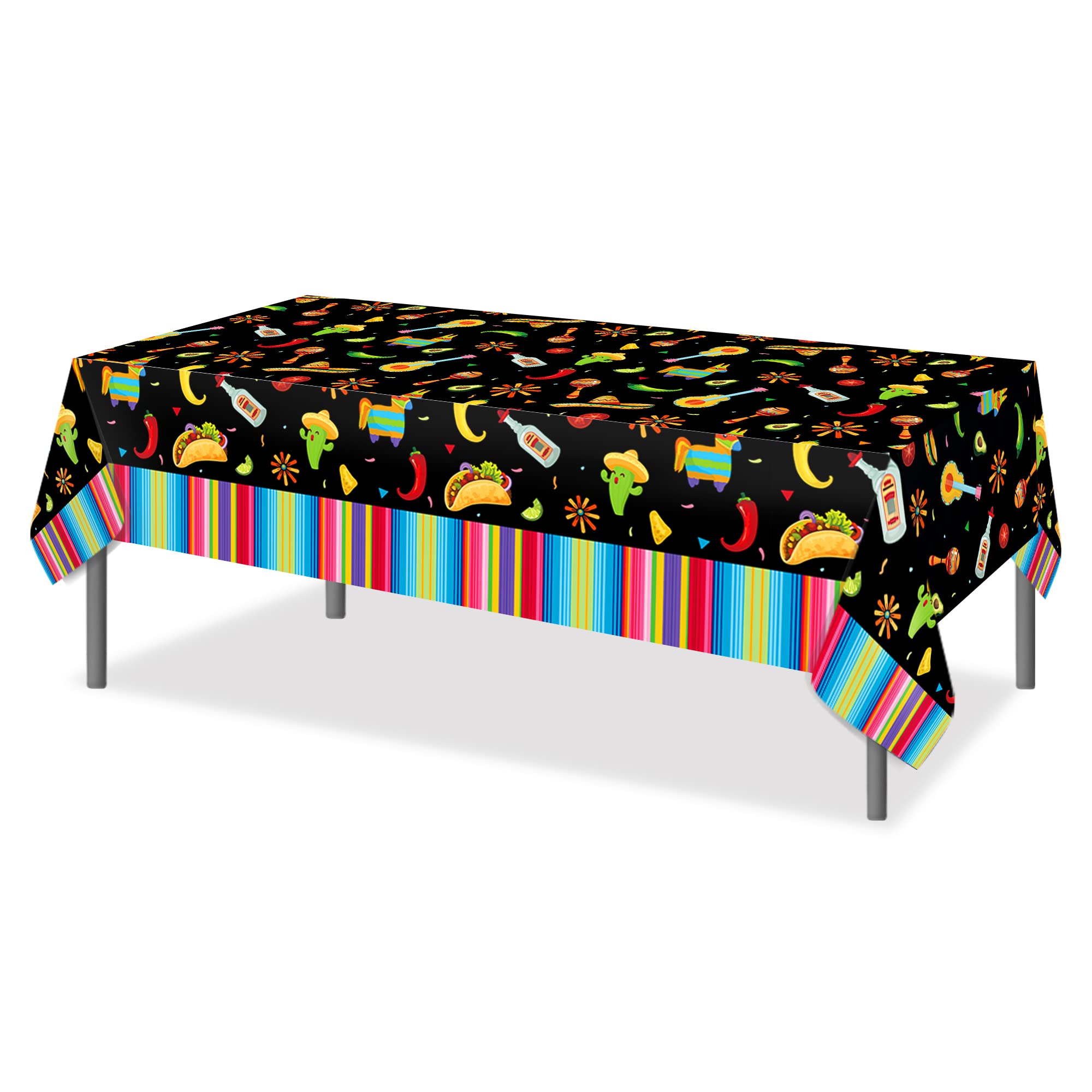 Lide Road 2 Pieces Mexican Fiesta Party Tablecloth Cinco De Mayo Party Table Covers Mexico Tablecovers for Fiesta Taco Night Birthday Cinco De Mayo Spanish Mexicans Themed 54x87 in
