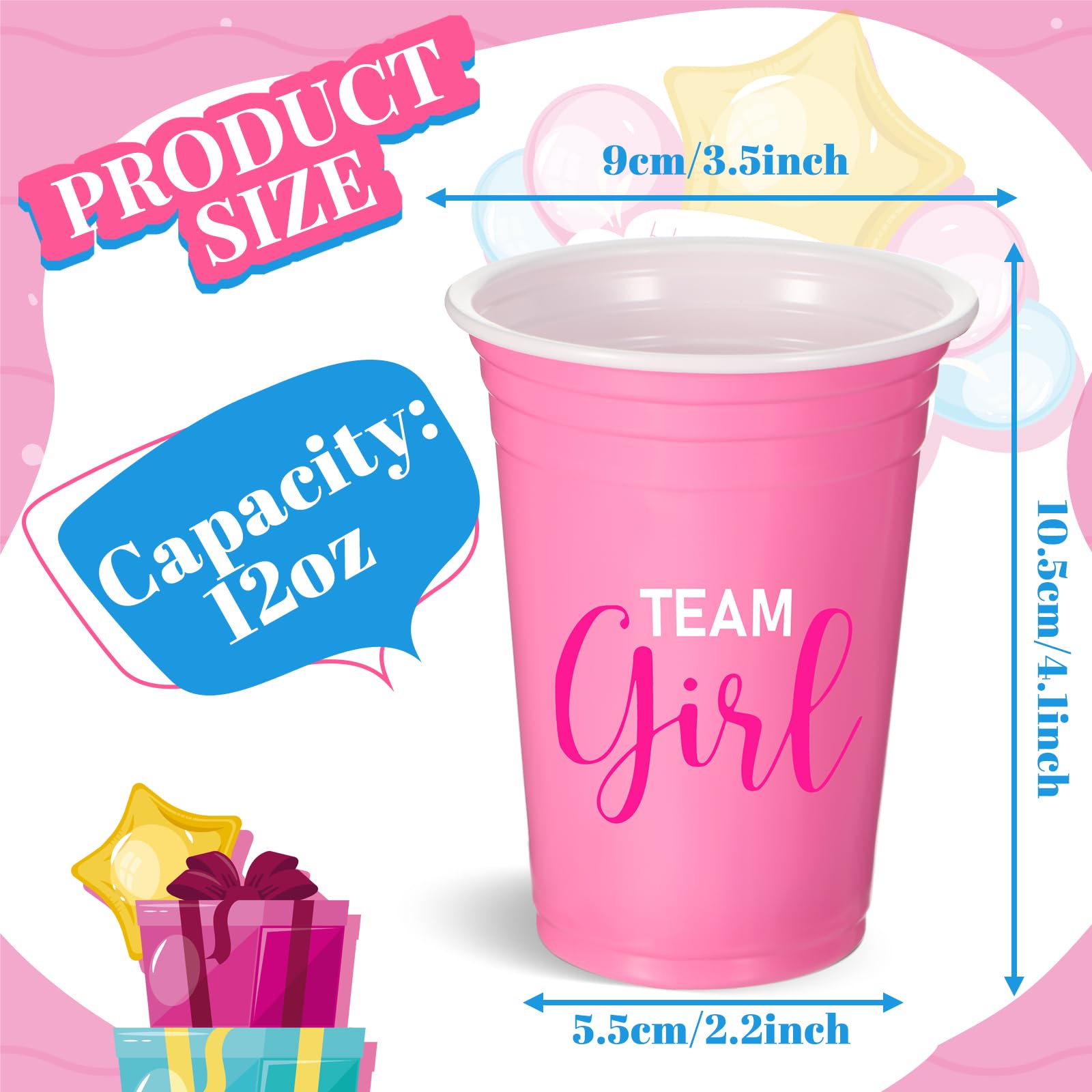 Norme 60 Pcs Gender Reveal Plastic Blue Pink Cups Gender Reveal Cups Supplies Team Boy Team Girl Disposable for Party Favors Games Beverage Drink Tableware (12 oz)