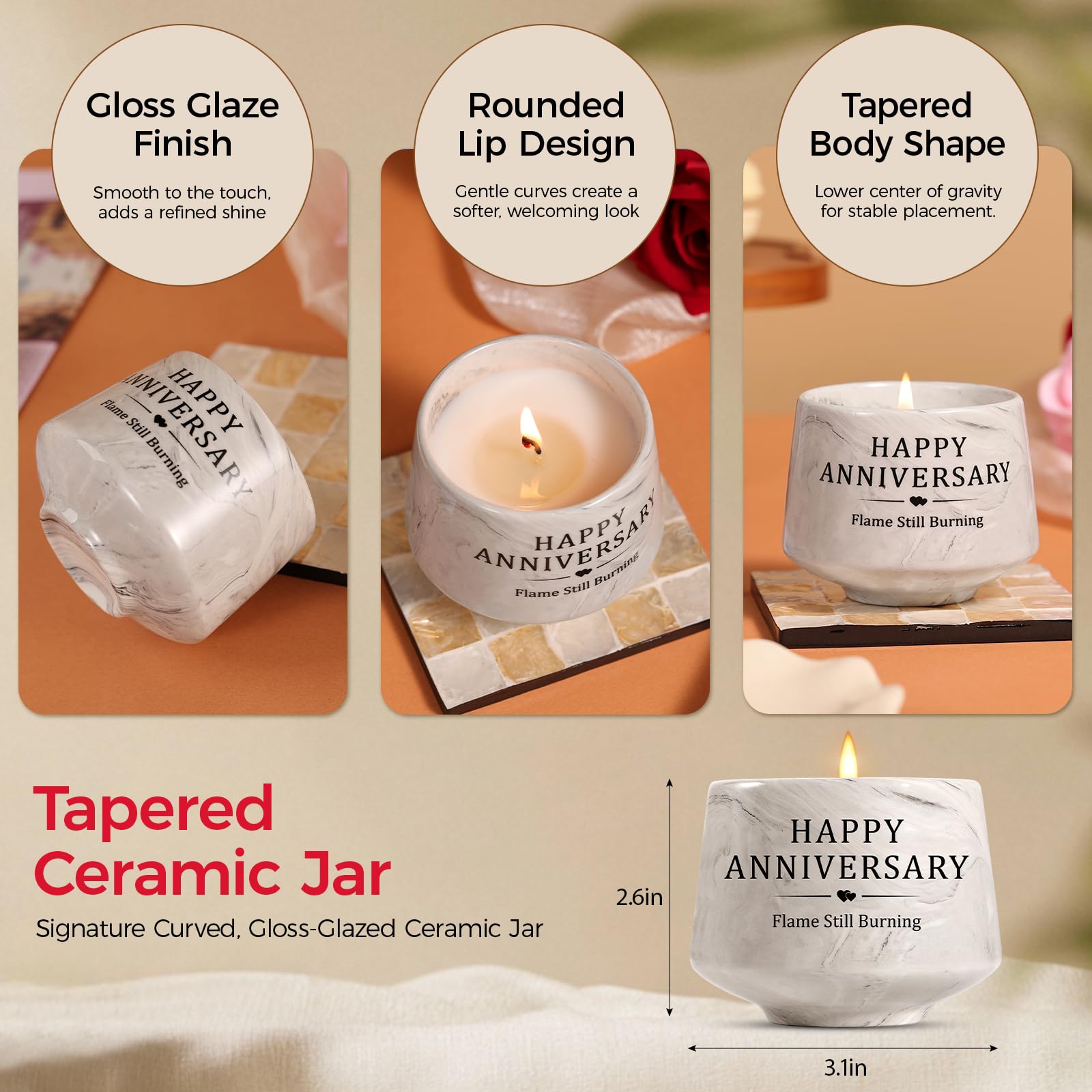 Happy Anniversary Candle – Aniversario Gifts for Couple,Women,Men 6oz Lavender Scented Candle,Anniversary Romantic Gifts for Him & Her
