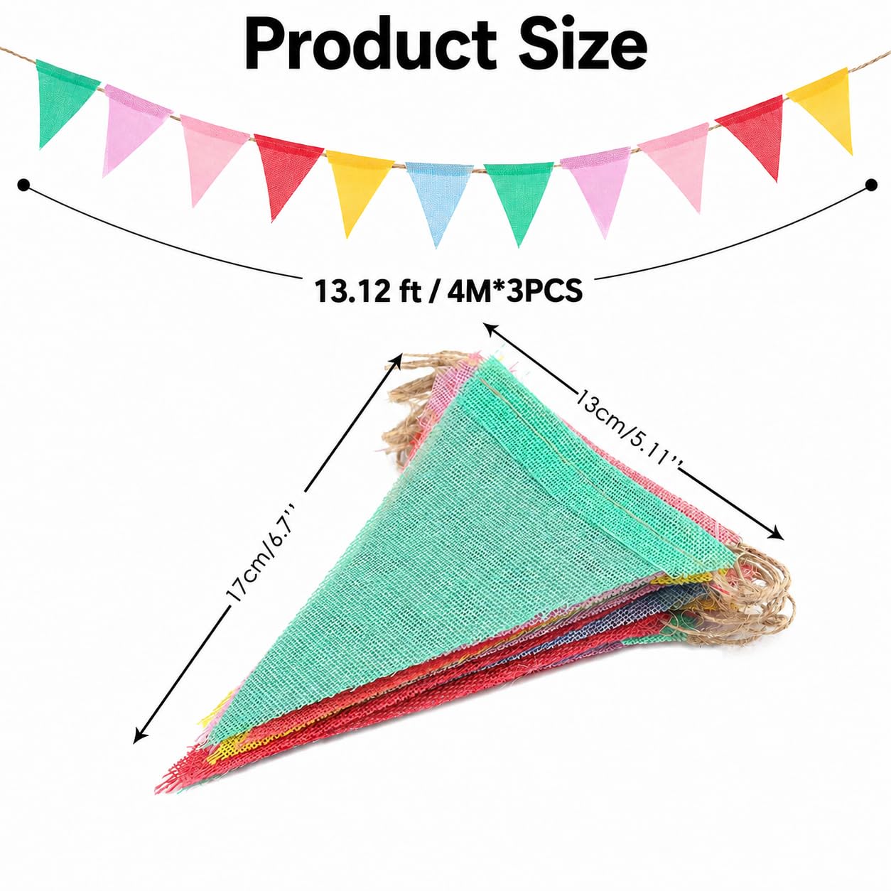 G2PLUS Bunting Banner,Pennant Banner for Birthday,Classroom, 3 Strings