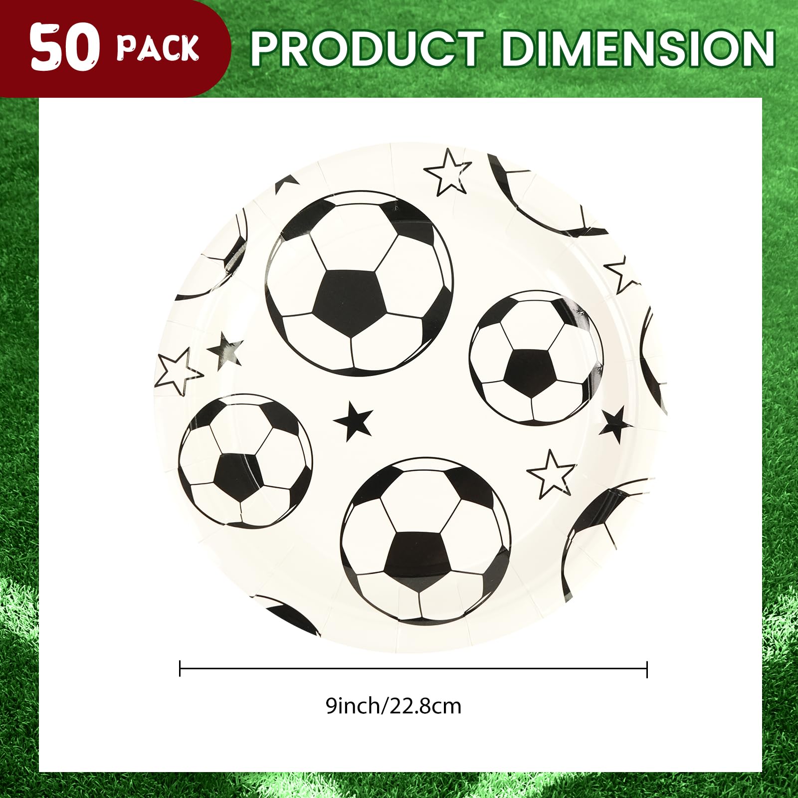 PUEVENYI 50PCS Baseball Party Paper Plates - 9Inch Round Dessert Plates for Cake Salad Fruit Pizza Disposable Sport Themed Decoration Supplies for Baseball Fan Sports Event, Birthday Party