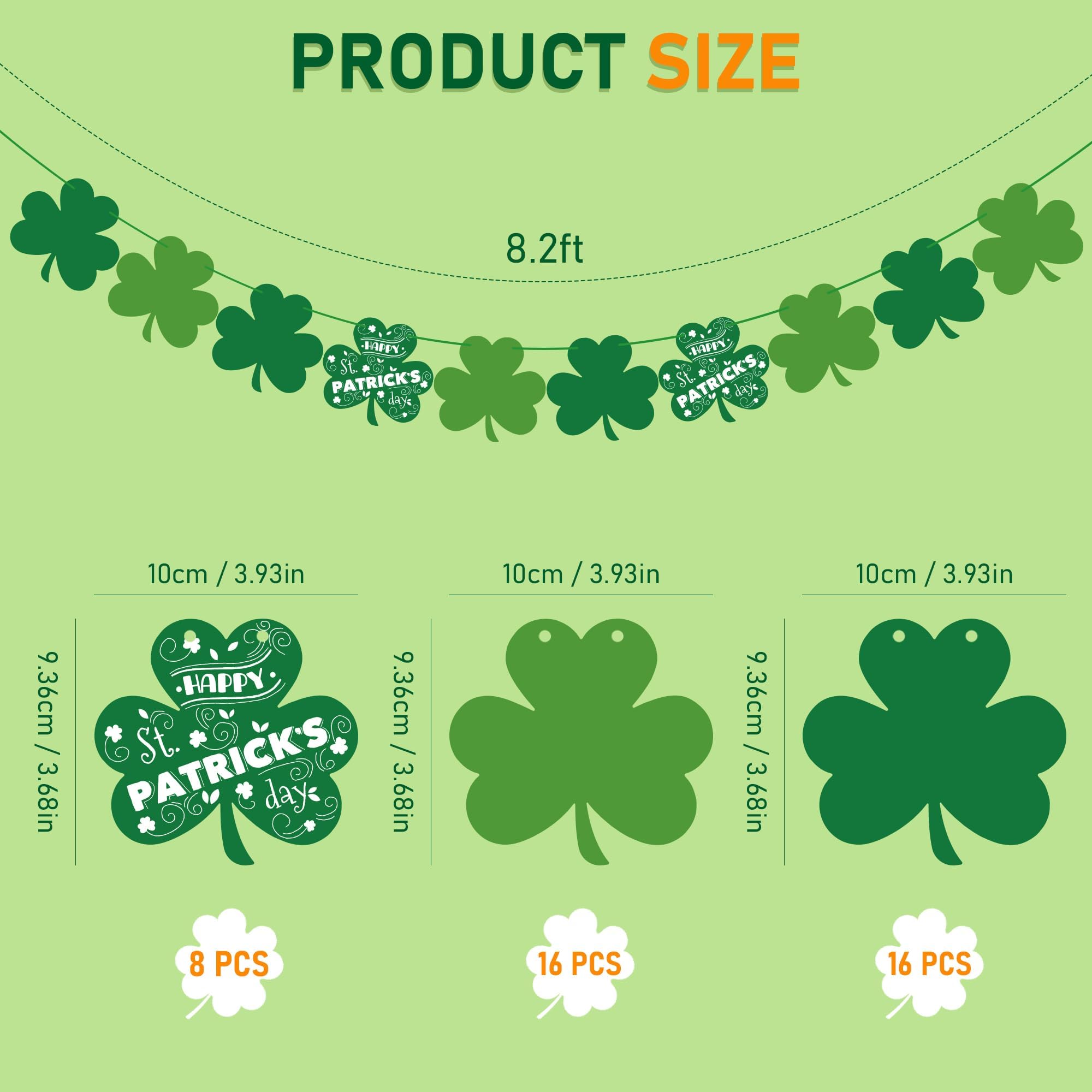 OHOME St Patricks Day Decorations - 40 Pack Shamrock Clover Banner - Shamrock Decorations Garland Irish St Patty's Day Accessories Party Favors for Home Door Birthday | St. Patrick's Day Decor