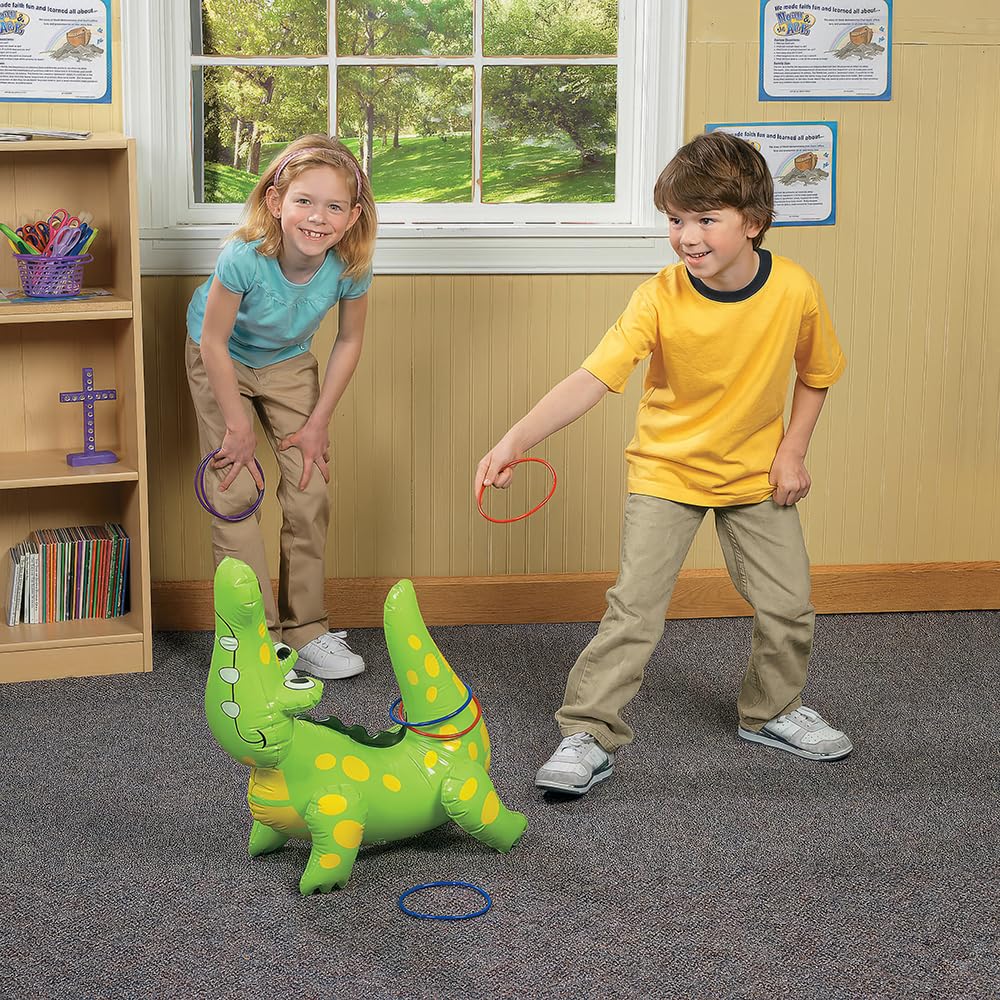 Fun Express Inflatable Alligator Ring Toss Game (Includes 6 Rings)