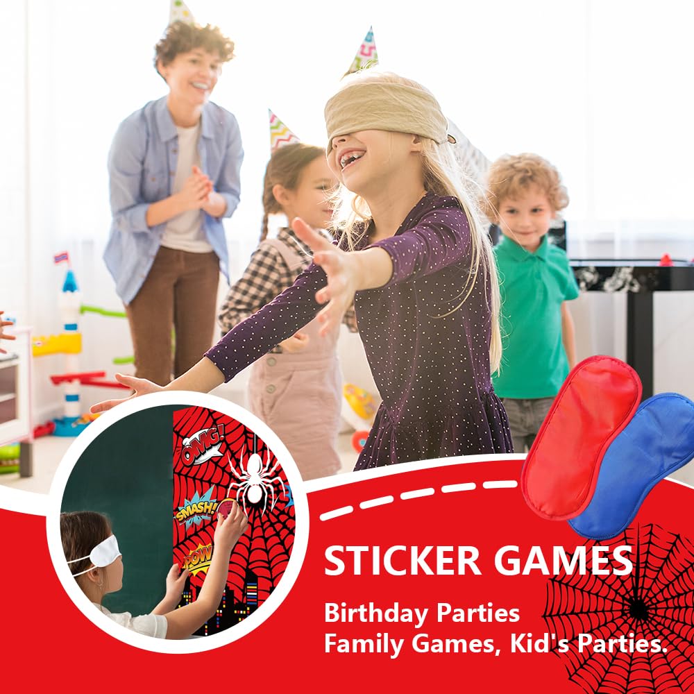 Bexlora Spider Birthday Party Games Decorations, Pin The Sticker on The Spider Party Games for Kids Theme Party Supplies Favors - 27 Stickers