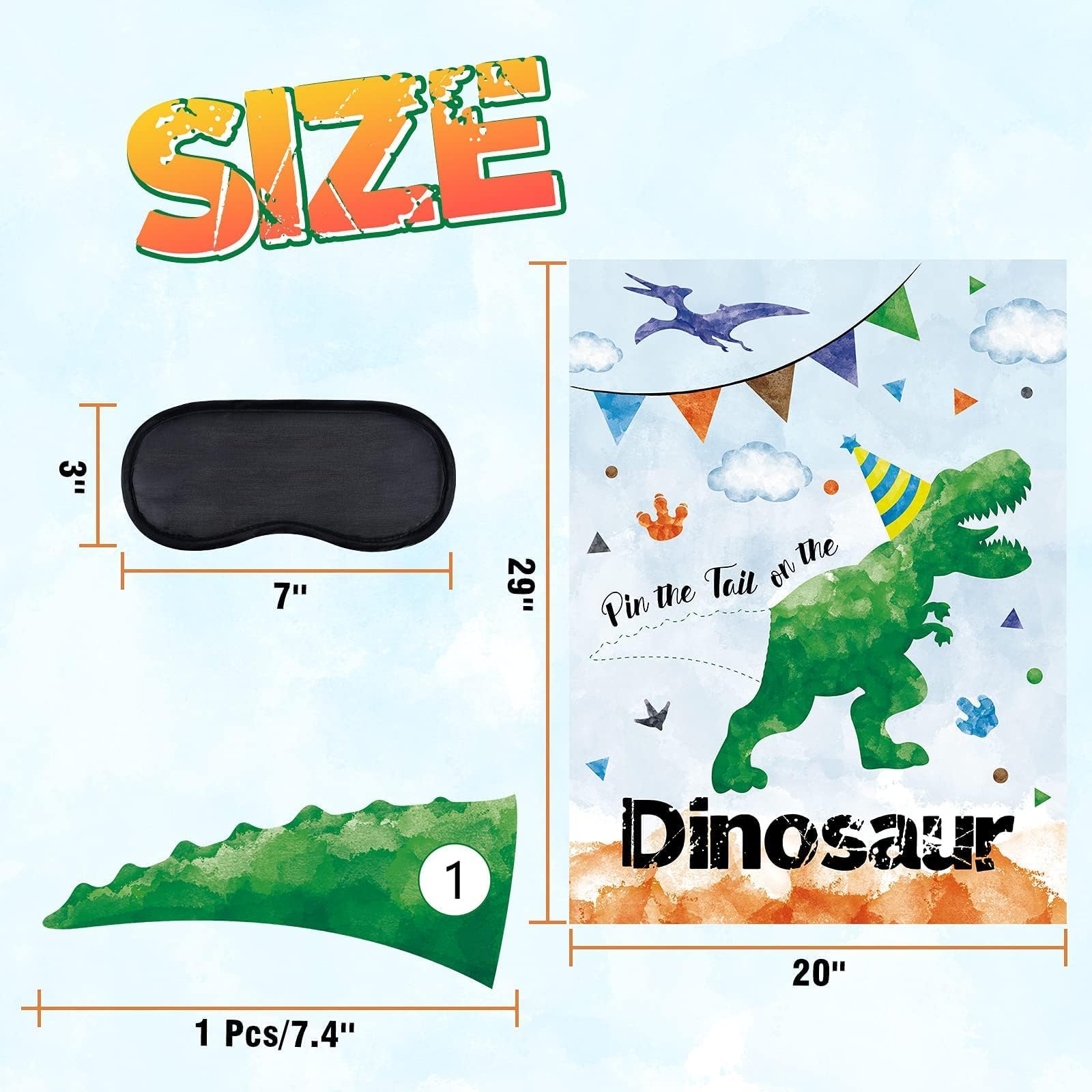 WERNNSAI Pin the Tail on the Dinosaur Games Dinosaur Birthday Decorations