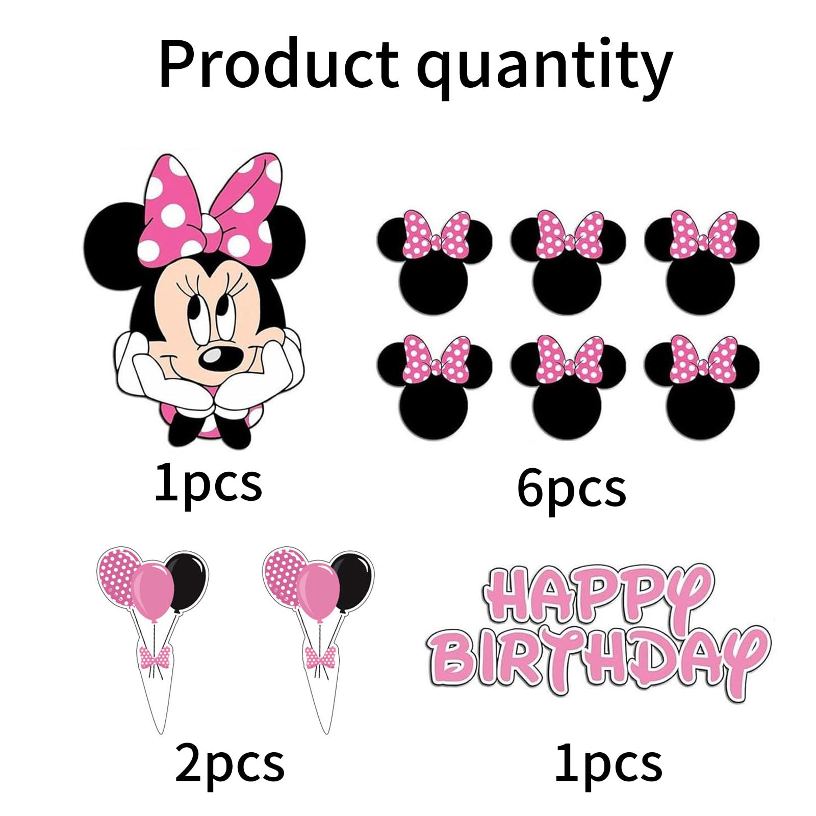 Birthday Cake Toppers, Cute Mouse Cake Decorations, Cartoon Themed Cupcake Topper, Birthday Party Supplies (Pink)