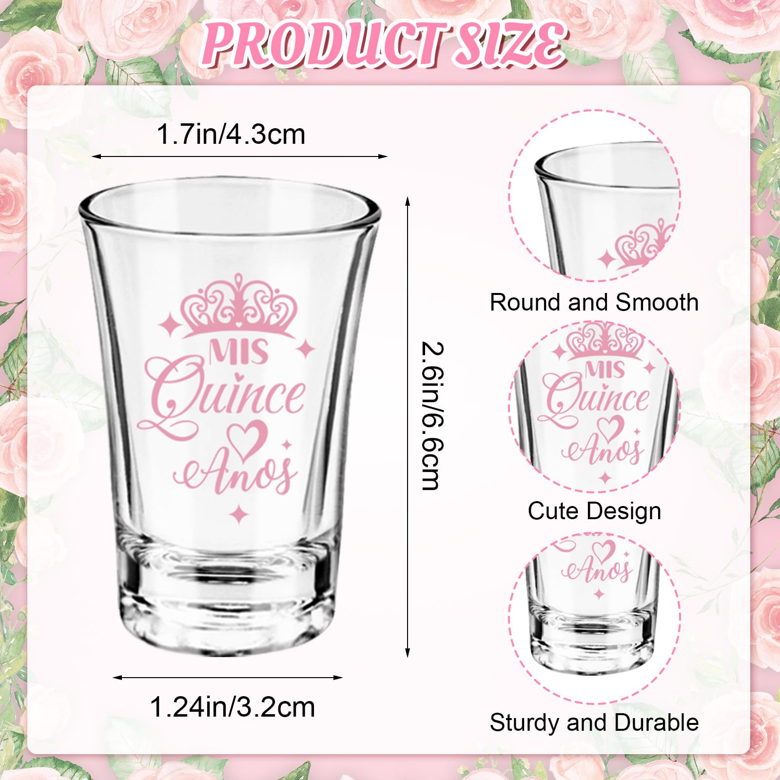 IANFEPH 50 Sets Quinceanera Party Favors for Guests Quinceanera Clear Acrylic Shot Glasses Thank You Cards Organza Bags Mis Quince Anos Sweet 15 Birthday Party Gift for Thanksgiving Christmas Supplies