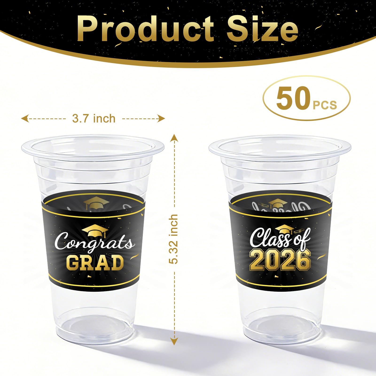 HongyiTime 50 Pack 16 oz Graduation Cups, Class of 2026 Graduates Disposable Tableware Set- Graduation Party Supplies & Favors
